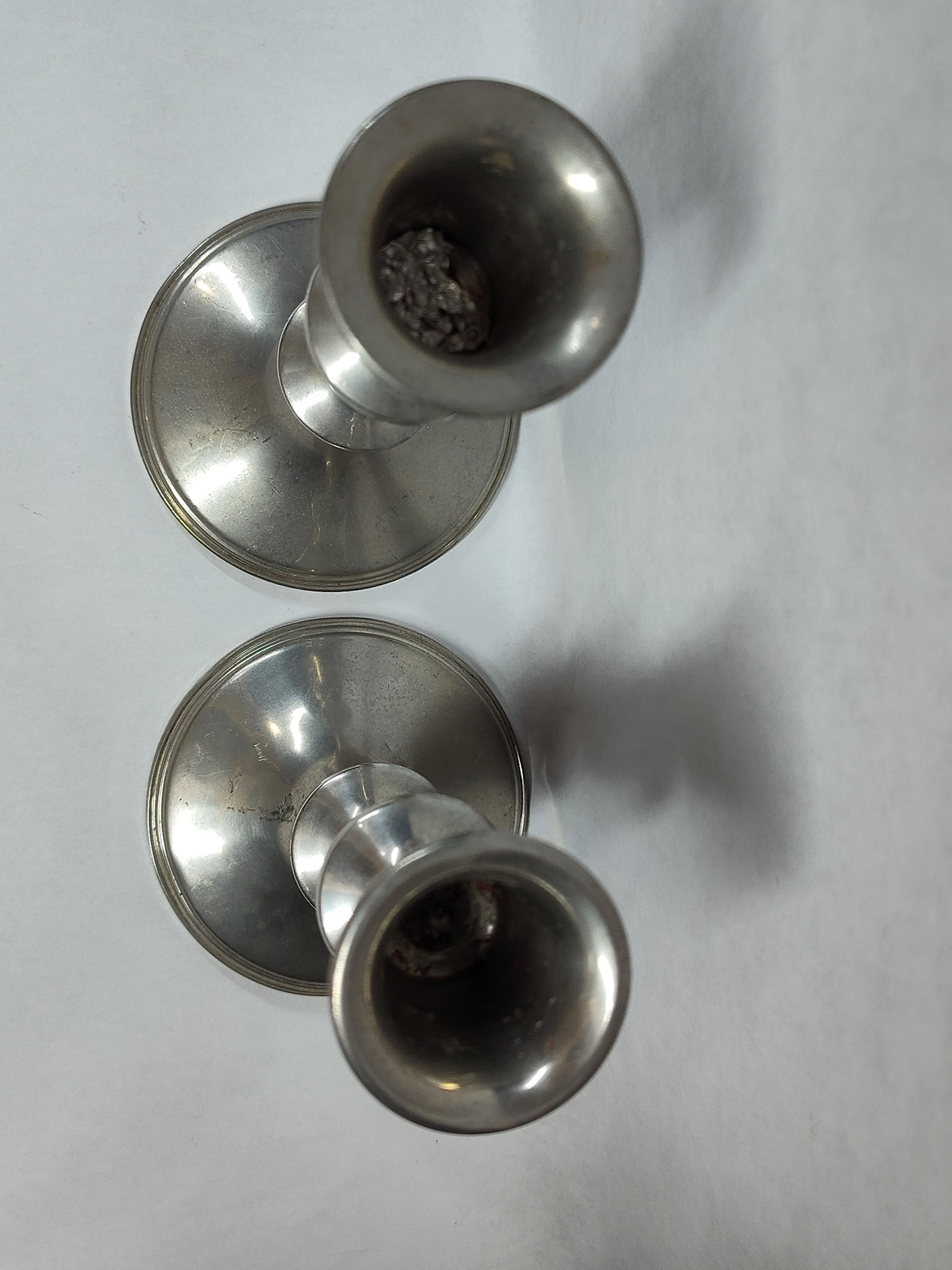 Pair Empire Weighted Pewter Candlesticks, 834 - 2