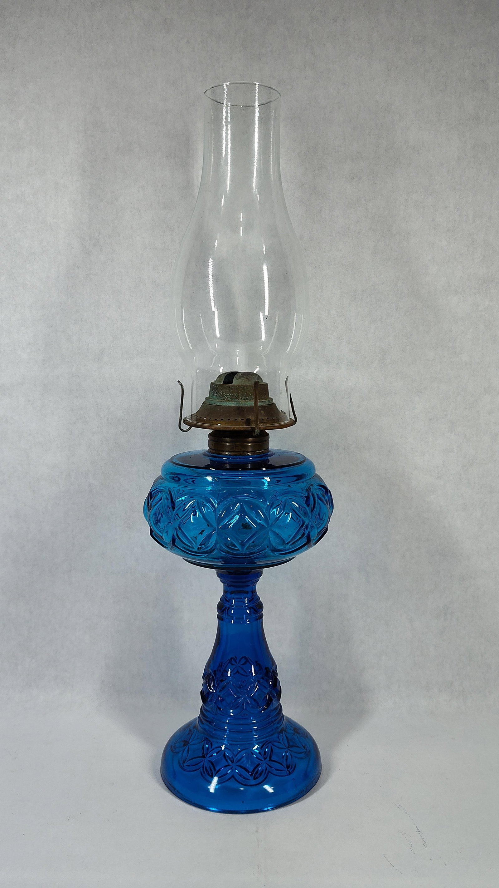 Princess Feather Cobalt Blue Glass Kerosene Lamp (1 of 3)