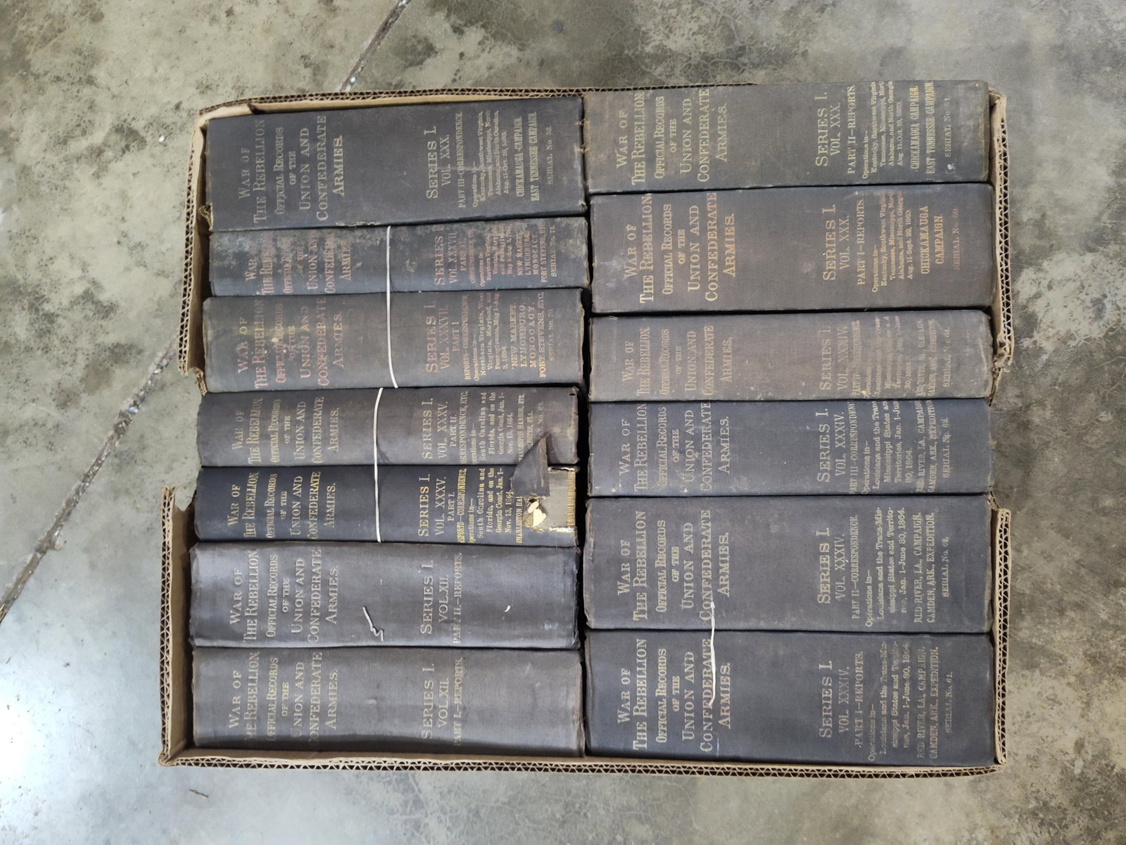 US War Dept, War of the Rebellion Records, 19th C: A group of multiple volumes of The War of the Rebellion: A Compilation of the Official Records of the Union and Confederate Armies, published by the United States Government Printing Office in