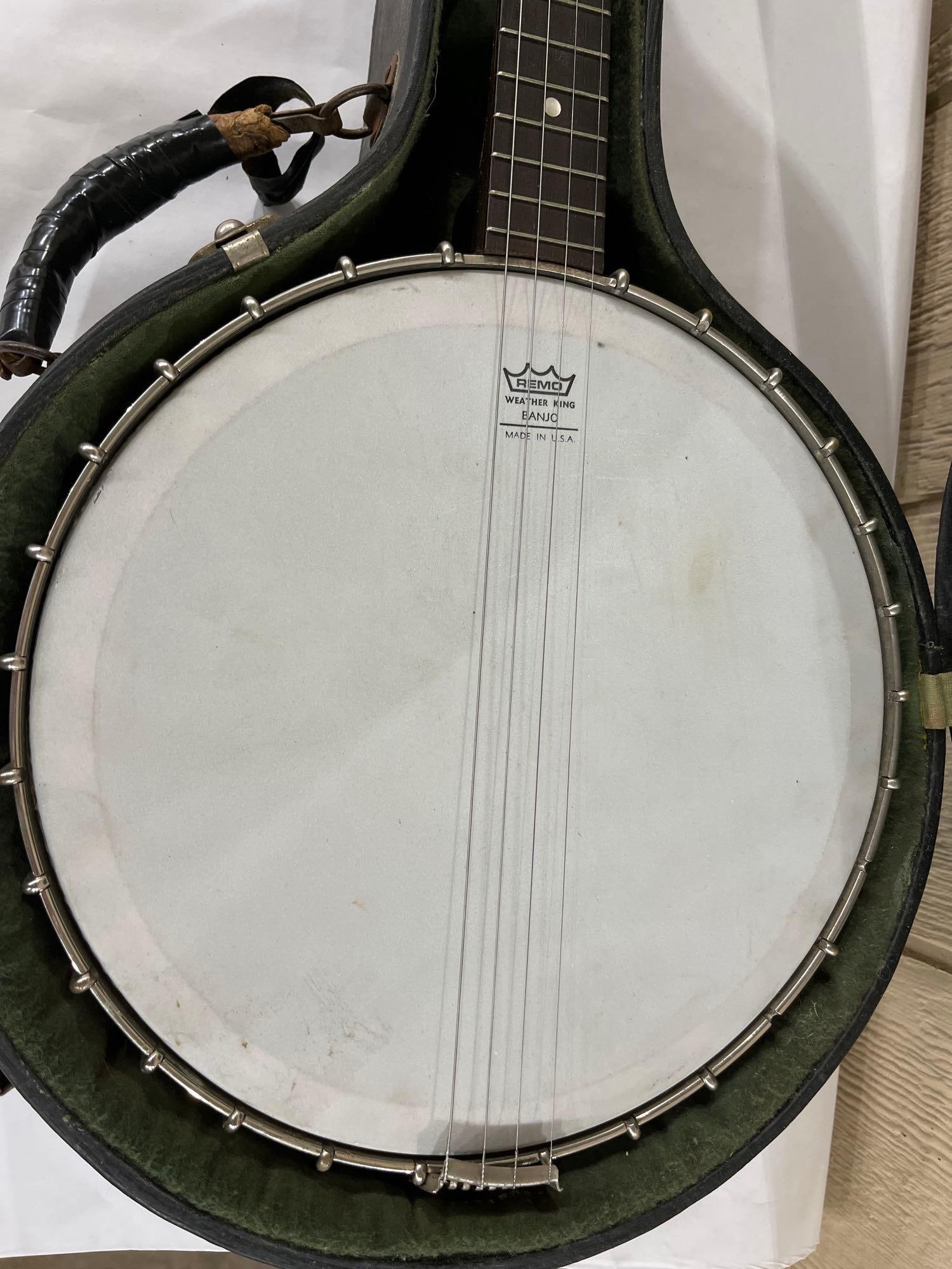 Vtg 4-String Open-Back Tenor Banjo w/ Case - 2