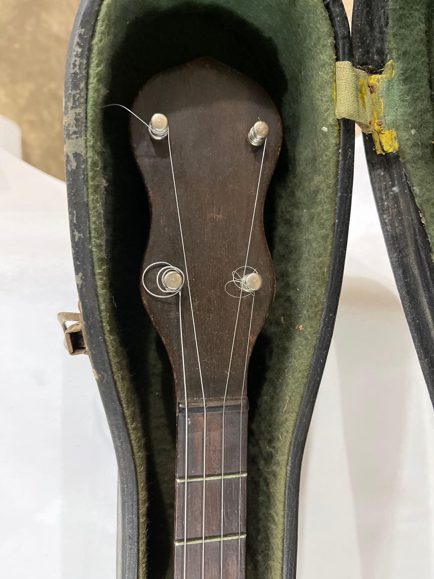 Vtg 4-String Open-Back Tenor Banjo w/ Case - 3