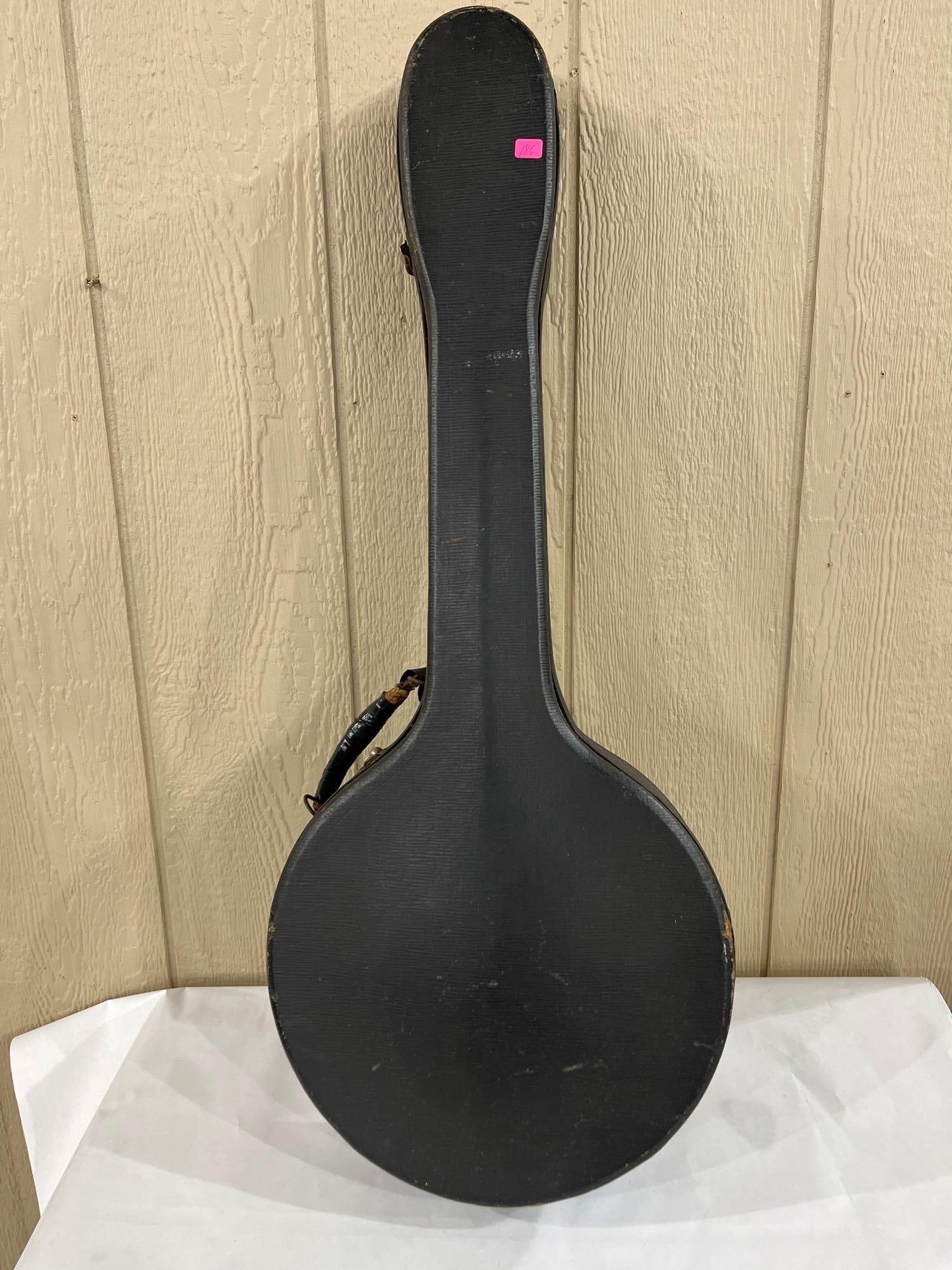 Vtg 4-String Open-Back Tenor Banjo w/ Case - 6