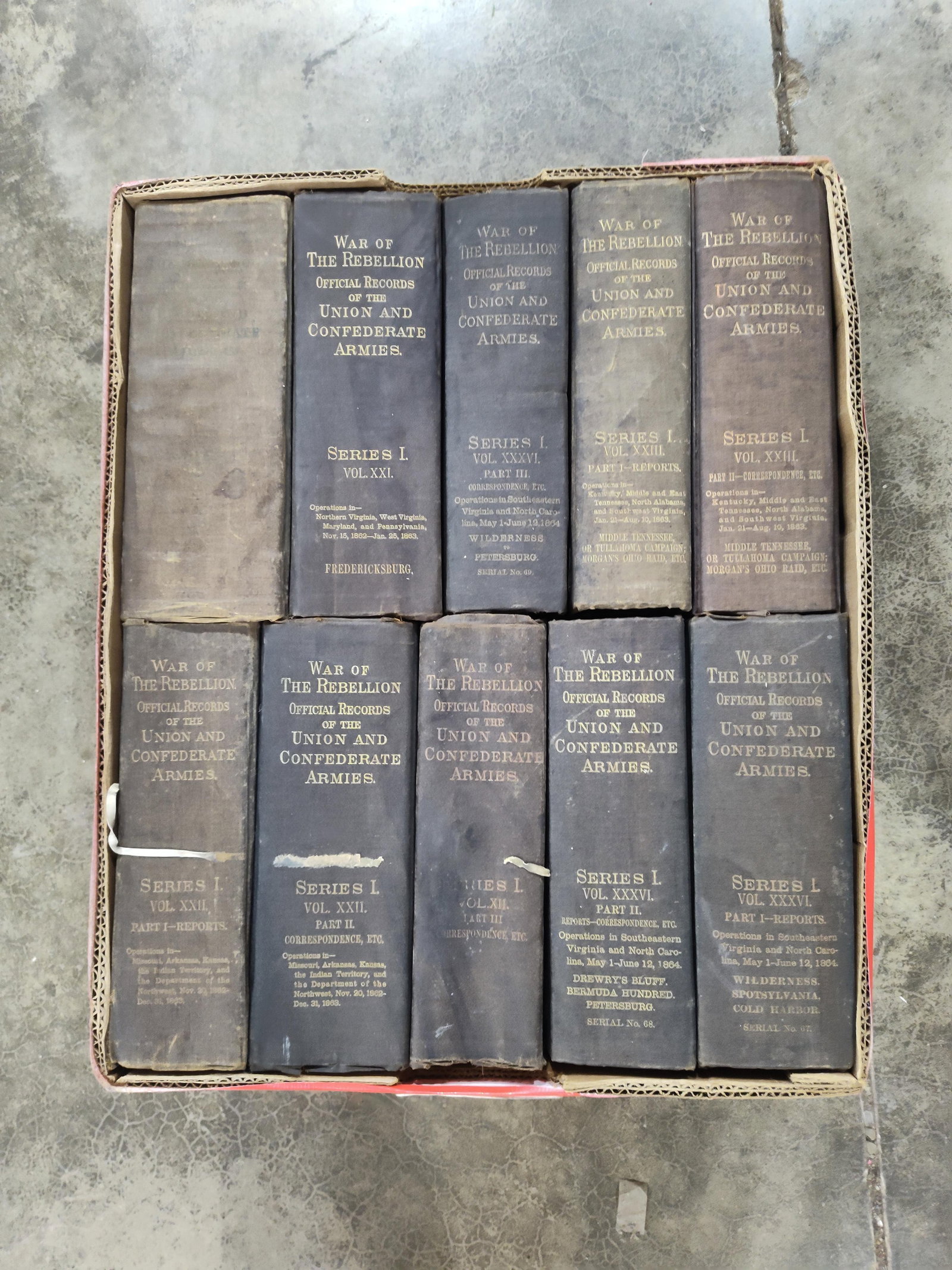 U.S. War Department. War of the Rebellion Records: A collection of volumes from the United States War Department publication titled War of the Rebellion: A Compilation of the Official Records of the Union and Confederate Armies. These volumes belong