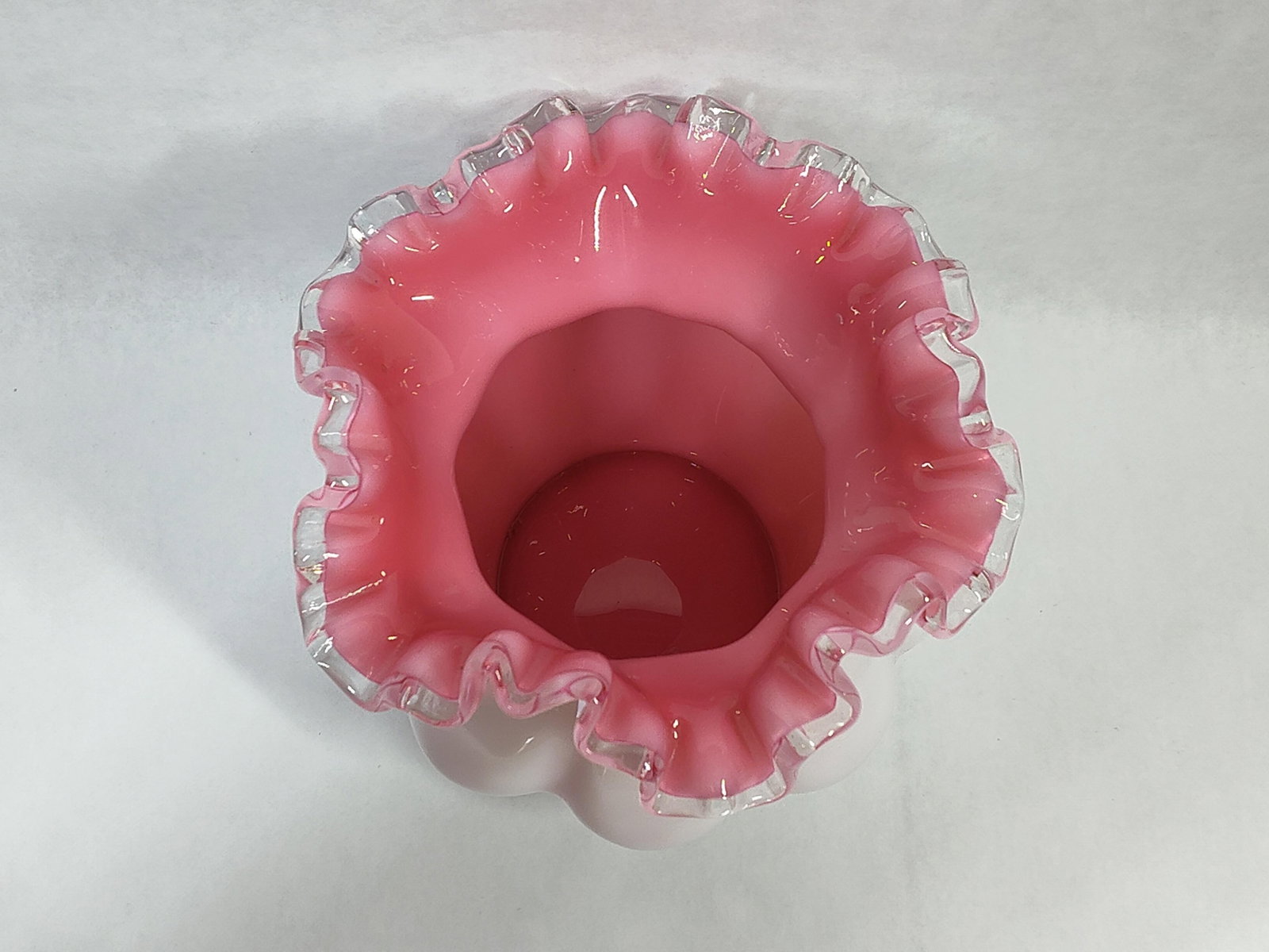 Fenton Peach Crest Pattern Cased Glass Melon Vase - 2