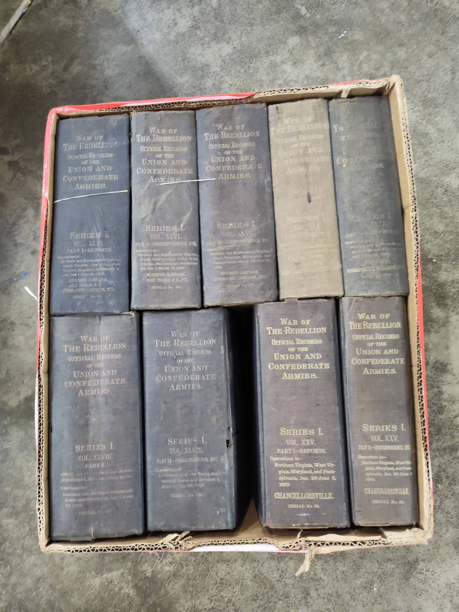 US War Dept War of the Rebellion Records 1880-1901: A group of volumes from the monumental historical work The War of the Rebellion: Official Records of the Union and Confederate Armies, published by the United States Government Printing Office. These 