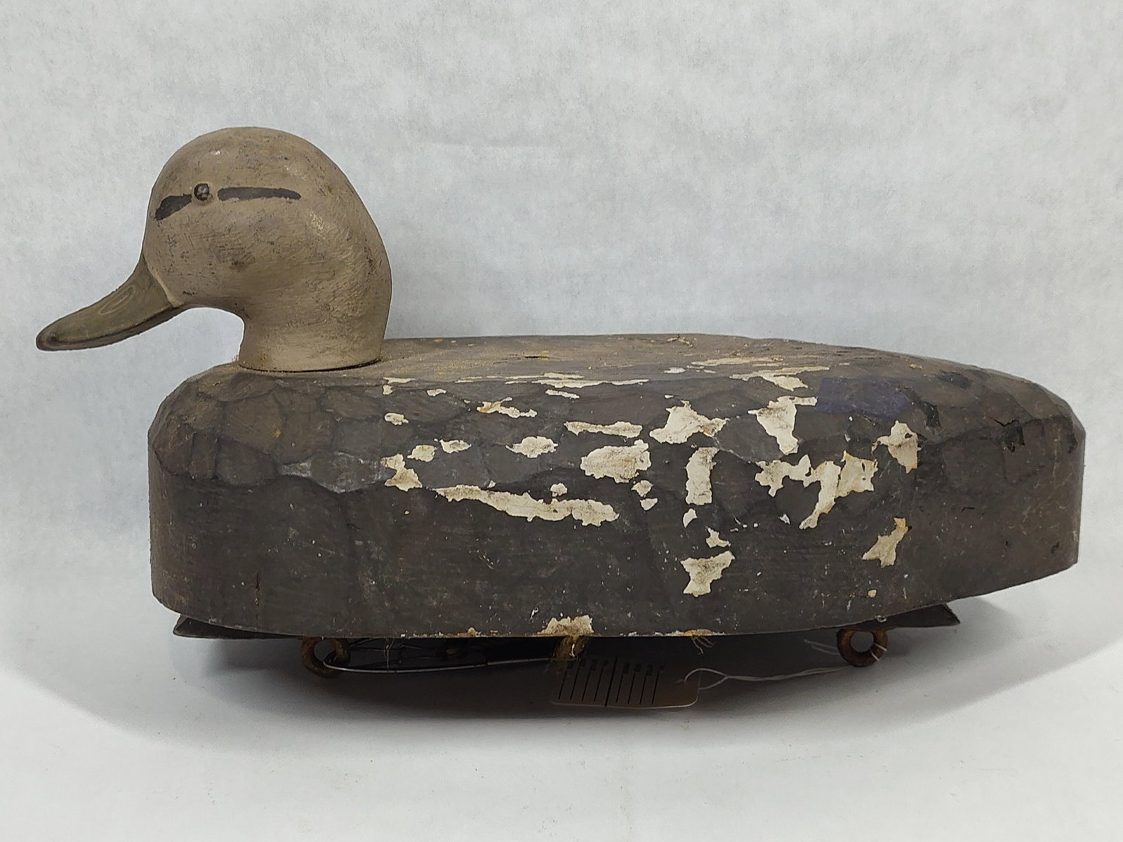 Hand-Carved Black Duck Hen Decoy, 12-Hole Ballast (1 of 4)