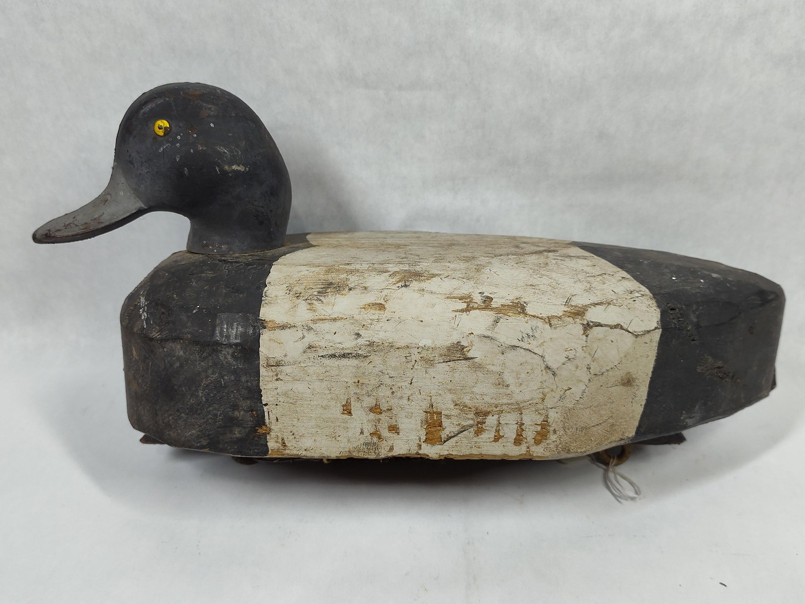 Hand-Carved & Painted Wooden Bluebill Duck Decoy (1 of 3)
