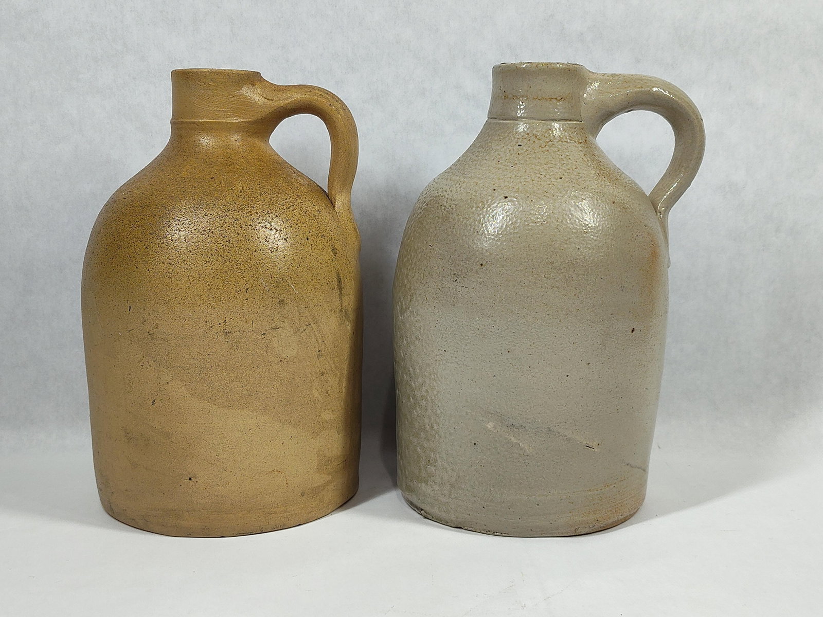 Pair 19th C. Salt Glazed Stoneware Utility Jugs (1 of 3)