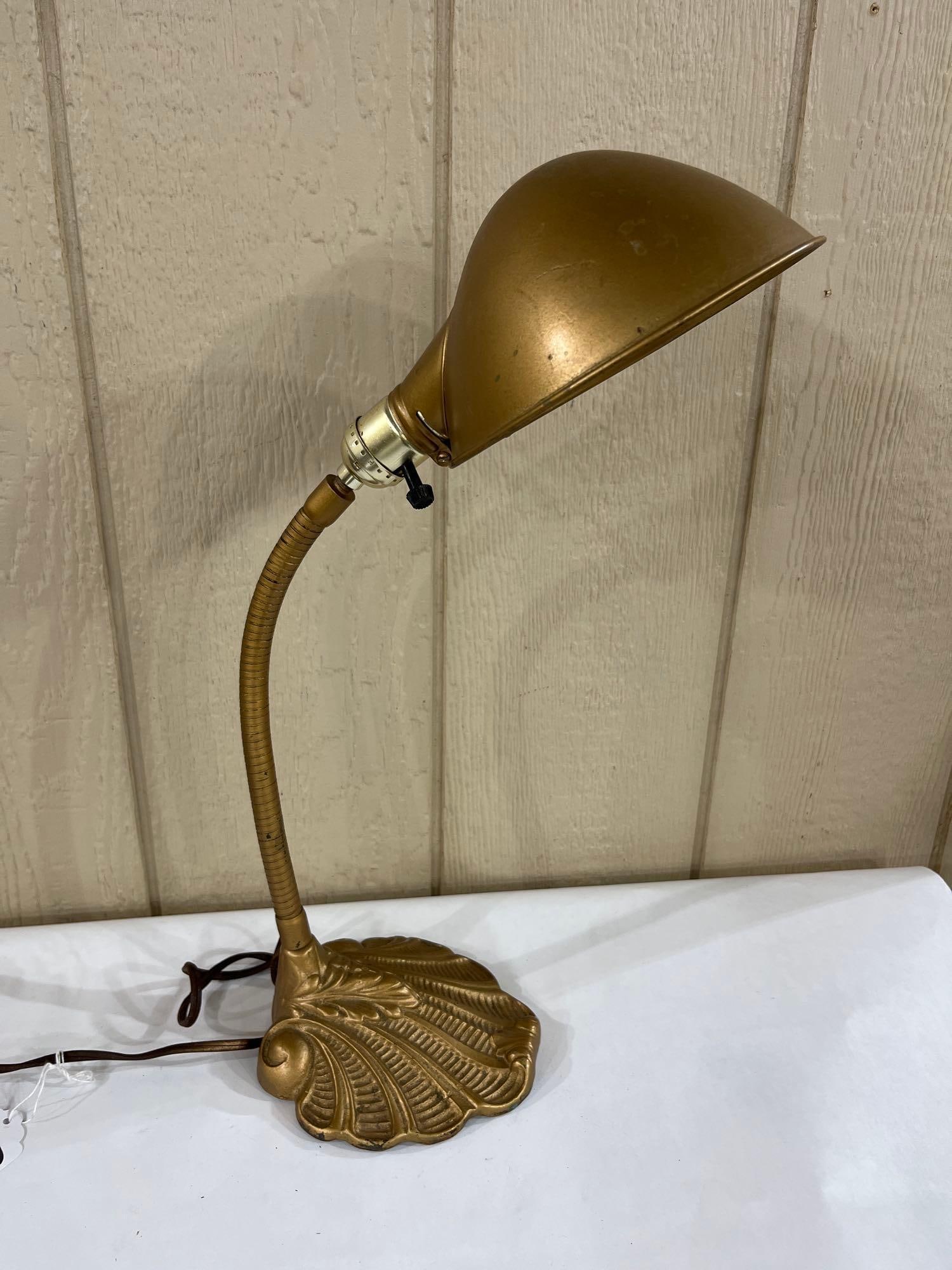 R.B. Co. Cast Metal Shell Base Gooseneck Desk Lamp (1 of 5)