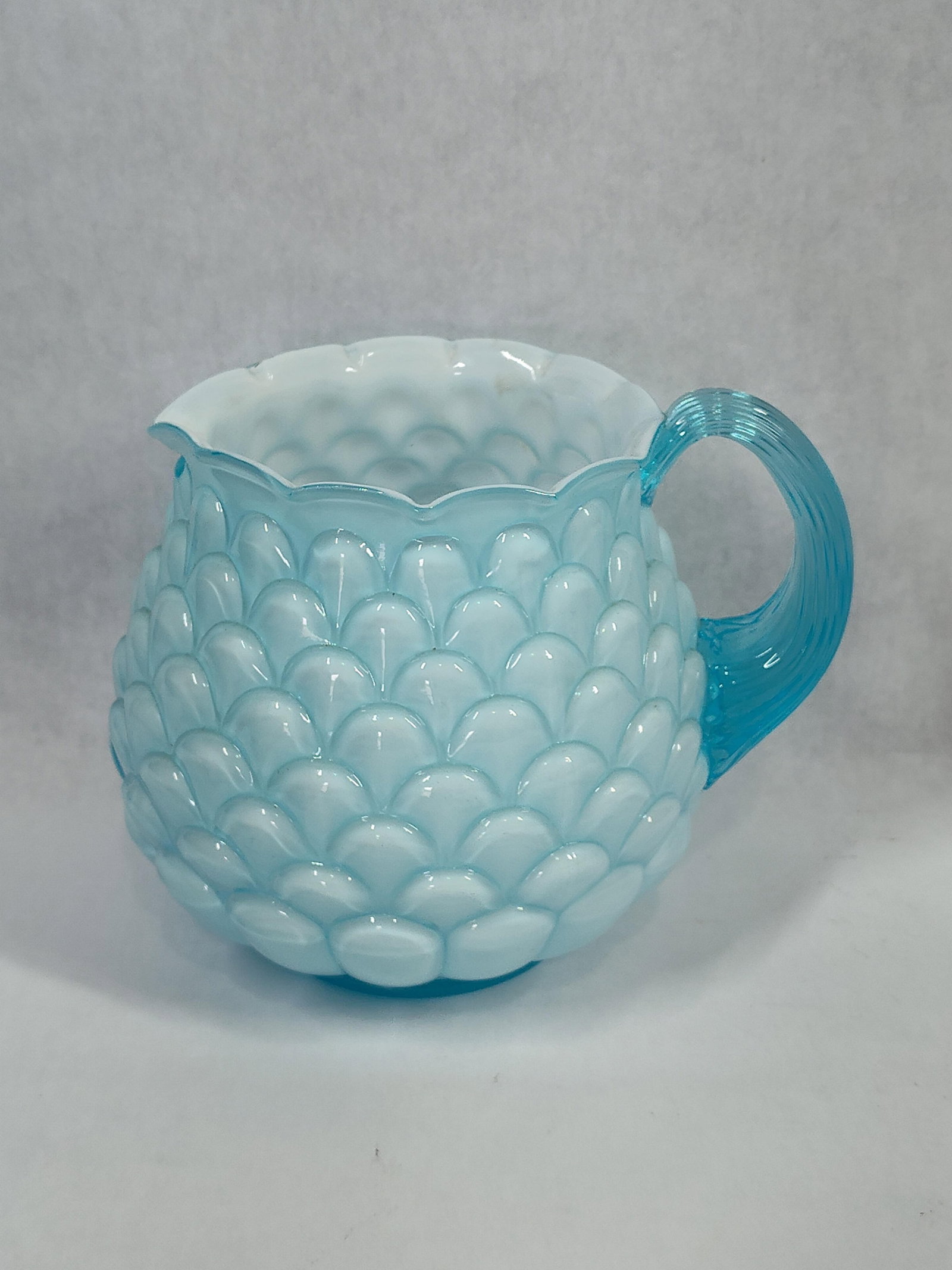Victorian Blue Opalescent Shingle Pattern Pitcher (1 of 4)