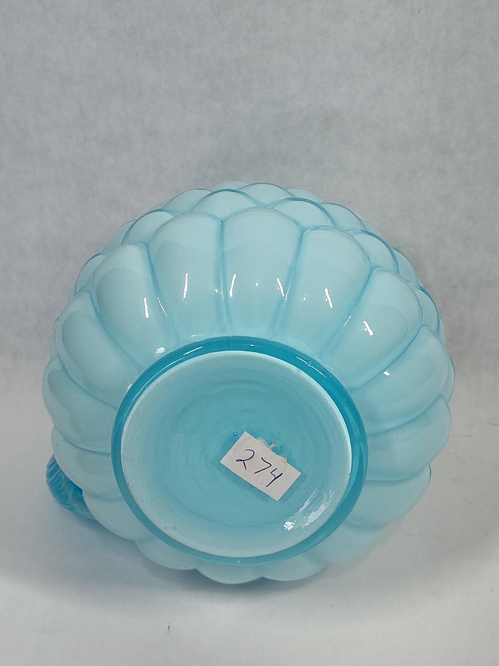 Victorian Blue Opalescent Shingle Pattern Pitcher - 4