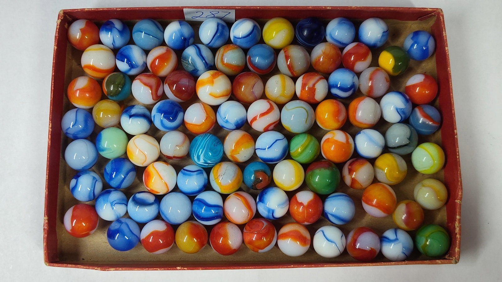87 Vtg Glass Marbles w/ Uranium Glass Specimen (1 of 2)