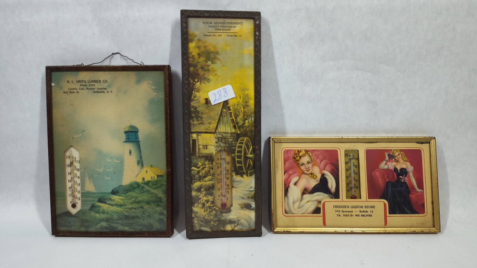 Trio Vtg Western New York Advertising Thermometers (1 of 5)