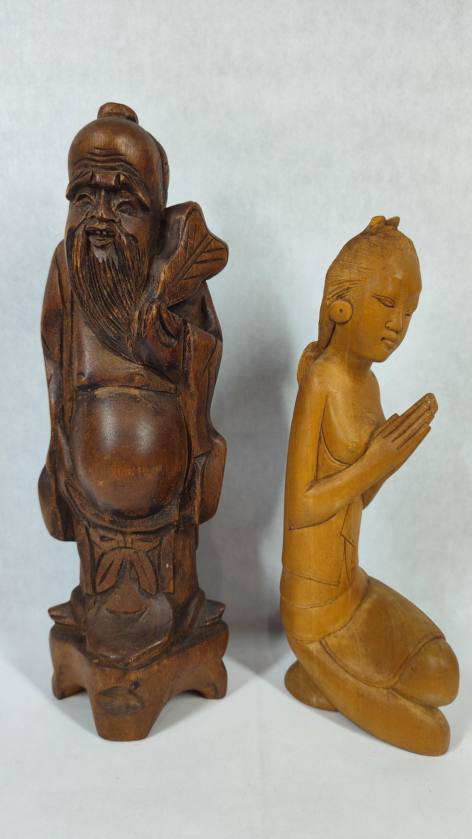Two Asian Carved Wooden Figurines (1 of 2)