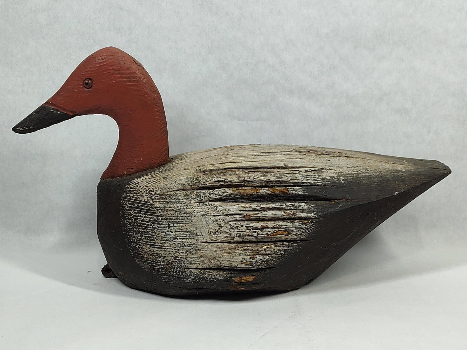 Hand-Carved Wood Canvasback Decoy w/ Glass Eyes (1 of 4)