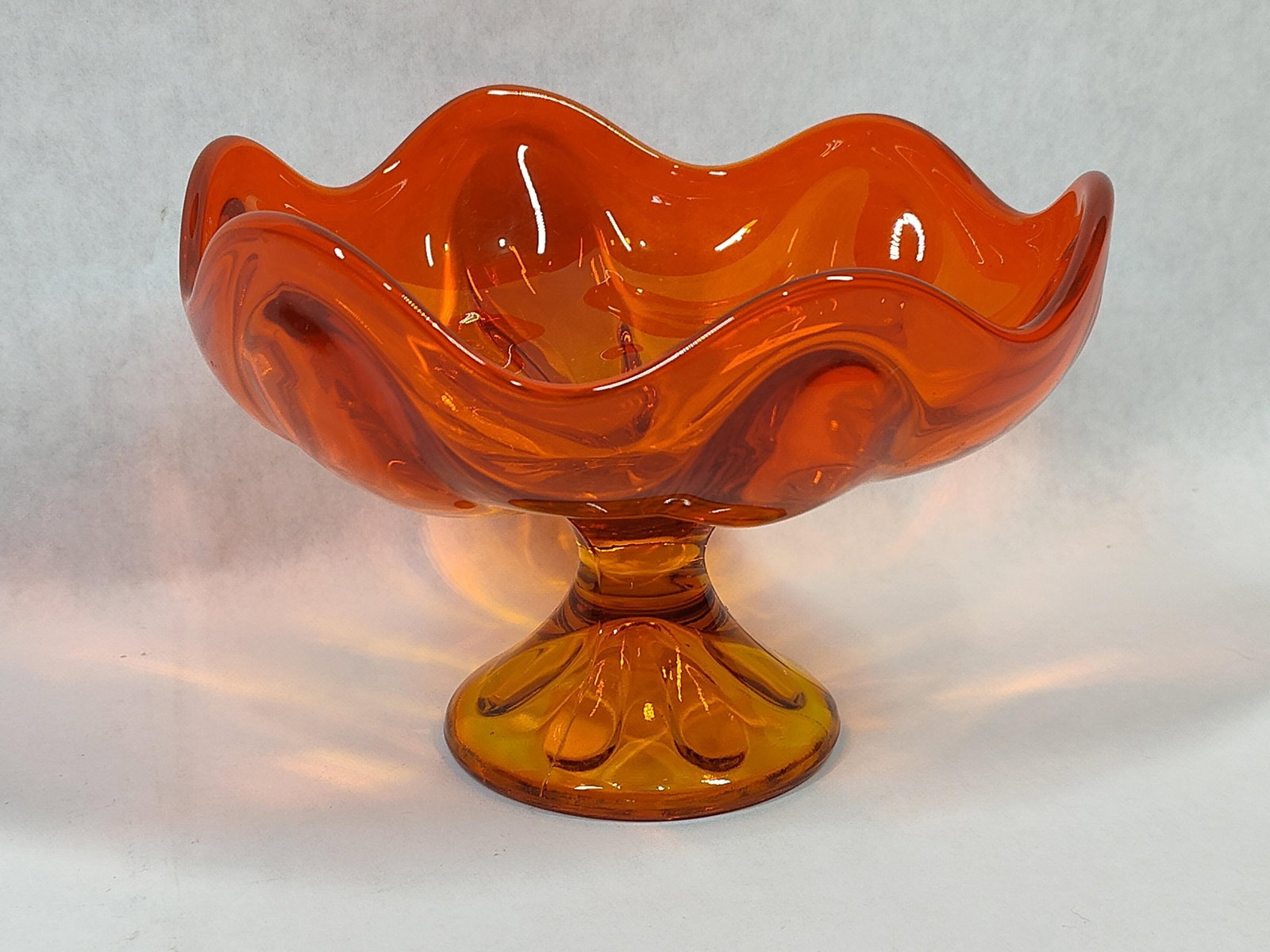 Amberina Glass Six-Petal Footed Compote Bowl (1 of 3)