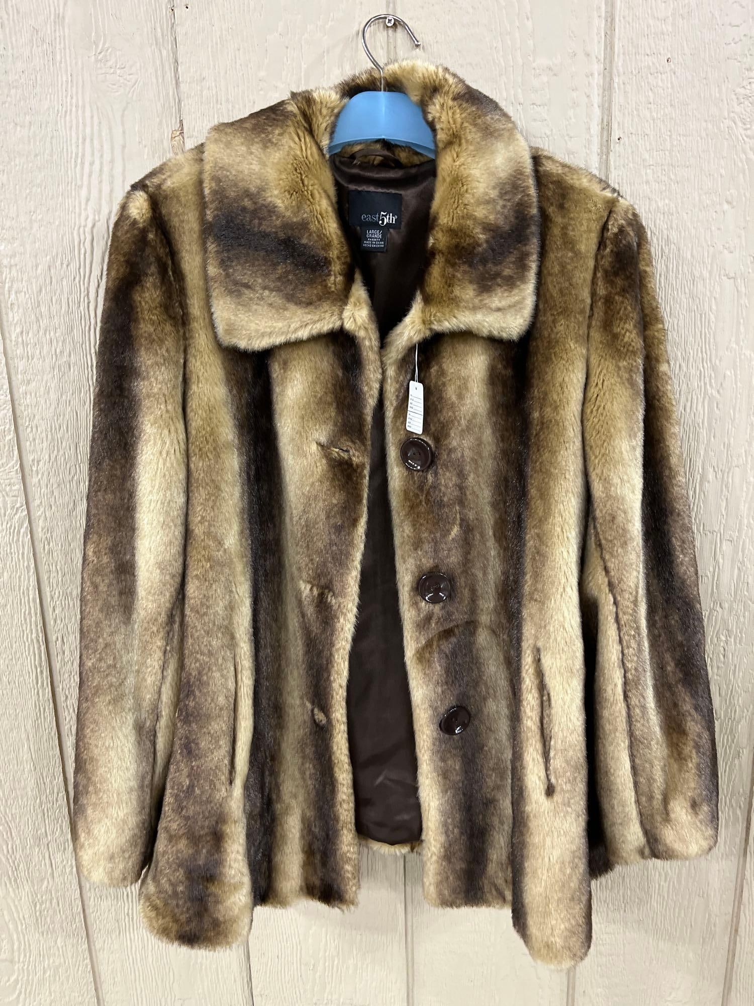 East 5th Faux Fur Button Front Swing Coat (1 of 4)
