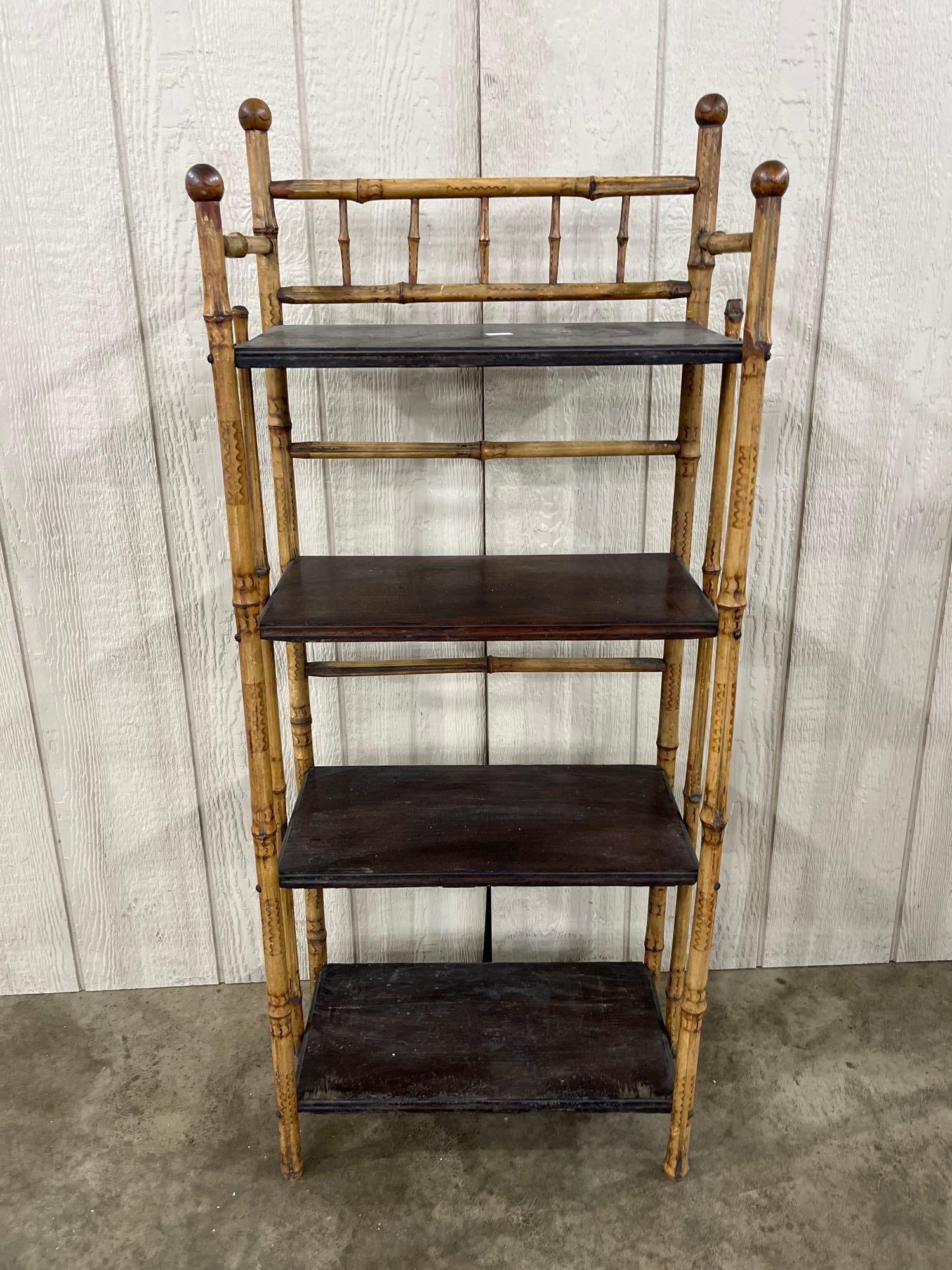 Victorian Style Four Tier Burnt Bamboo Etagere (1 of 4)