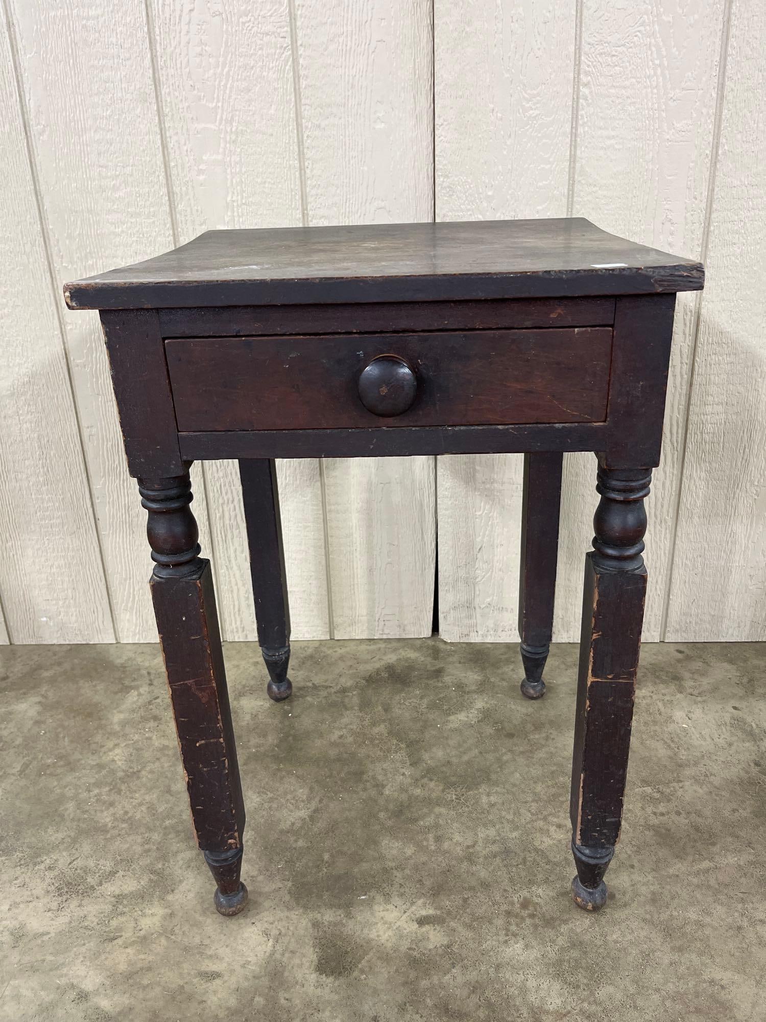 American Country Hardwood 1-Drawer Stand, 19th C (1 of 5)