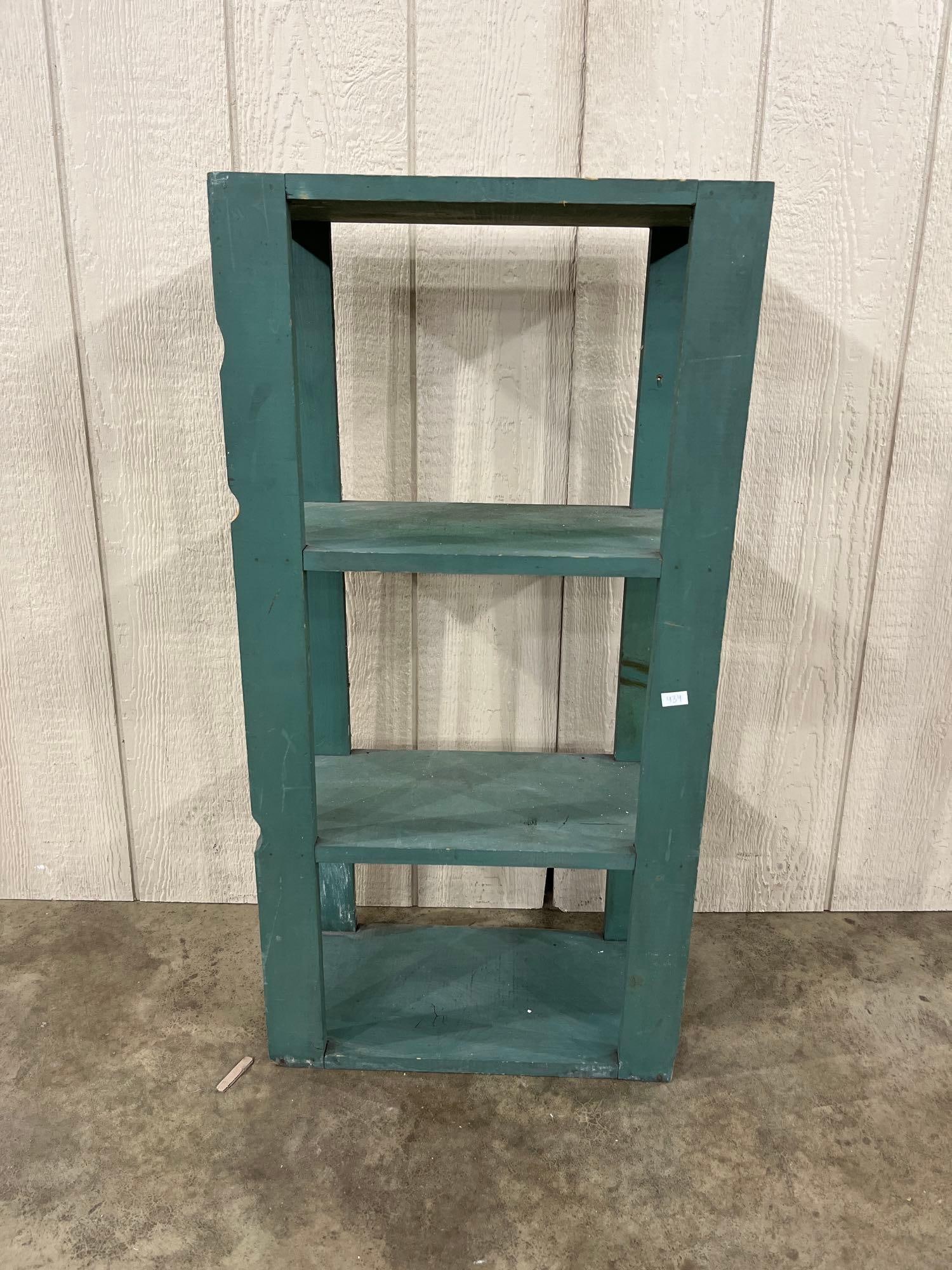 Primitive Painted Wood Three-Shelf Open Bookcase (1 of 4)