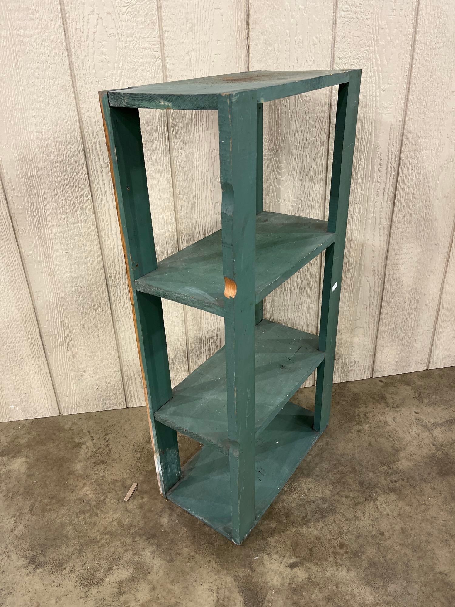 Primitive Painted Wood Three-Shelf Open Bookcase - 2
