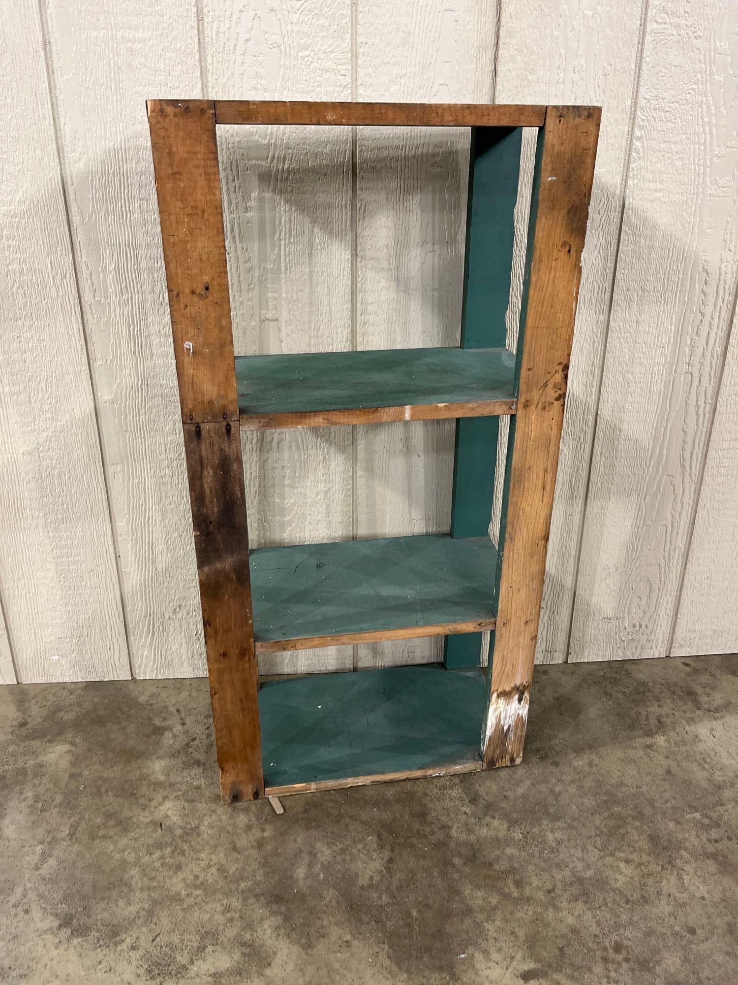 Primitive Painted Wood Three-Shelf Open Bookcase - 3