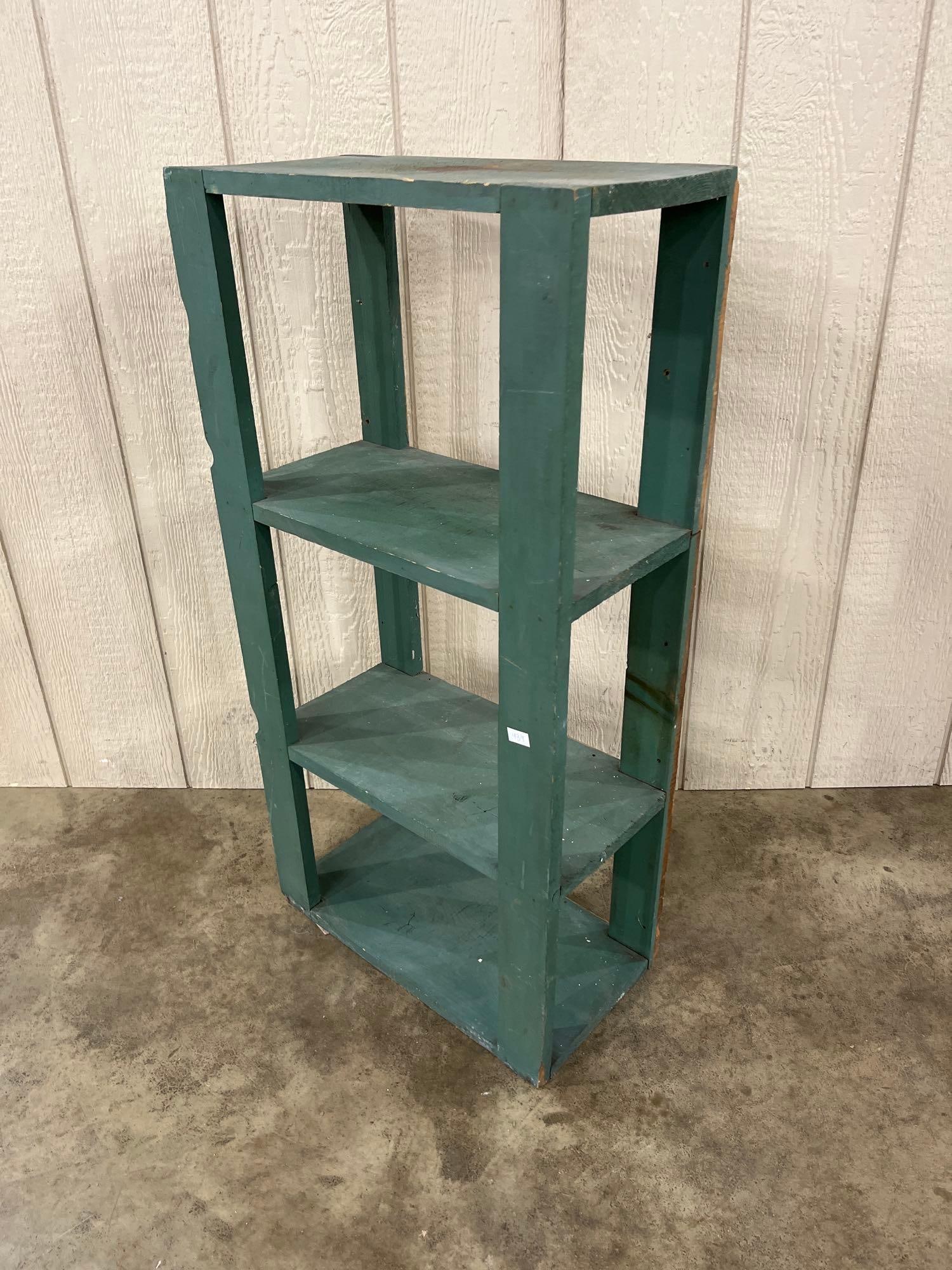Primitive Painted Wood Three-Shelf Open Bookcase - 4