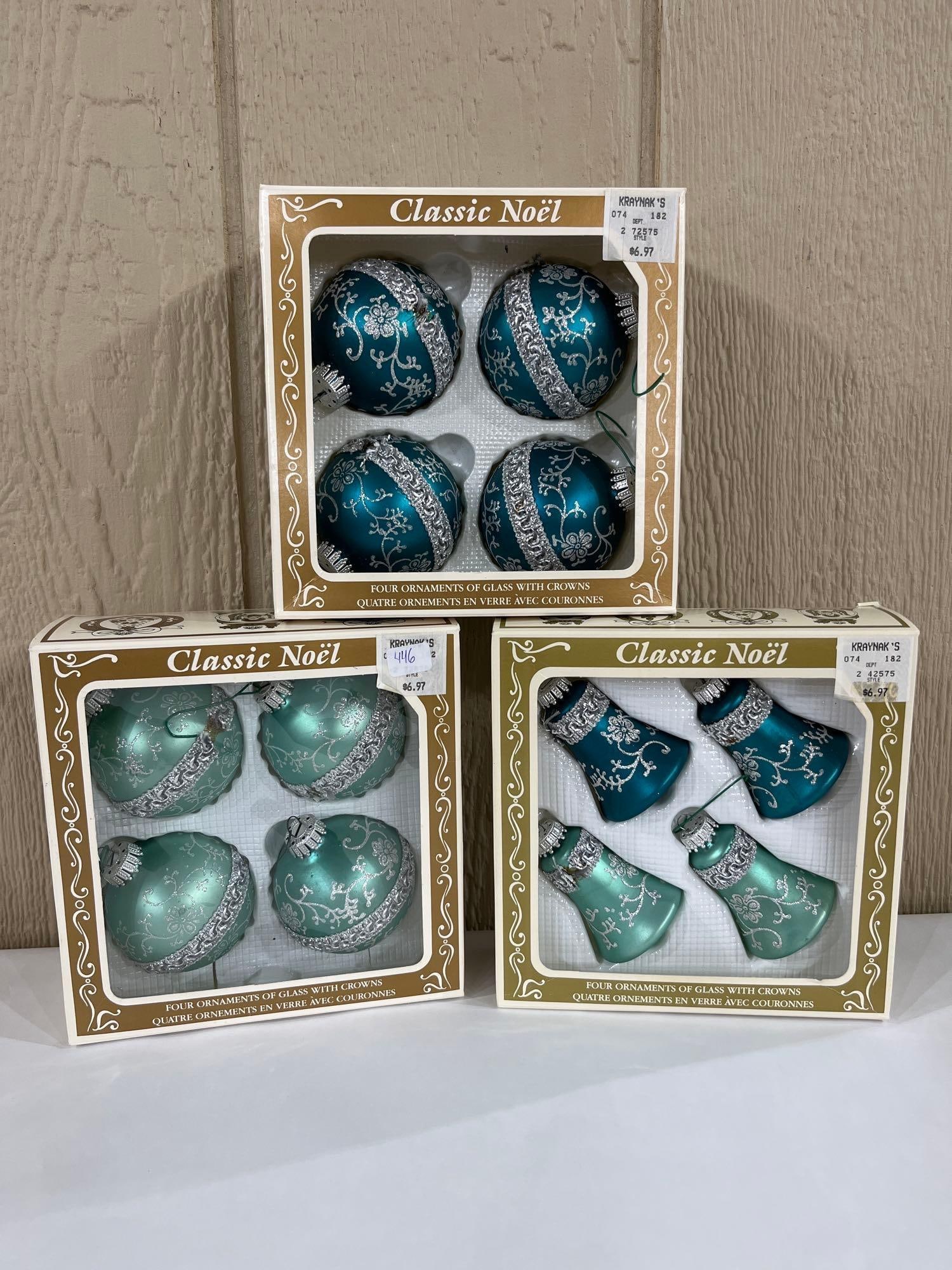 Set 12 Noel Glass Christmas Ornaments w/ Boxes (1 of 5)