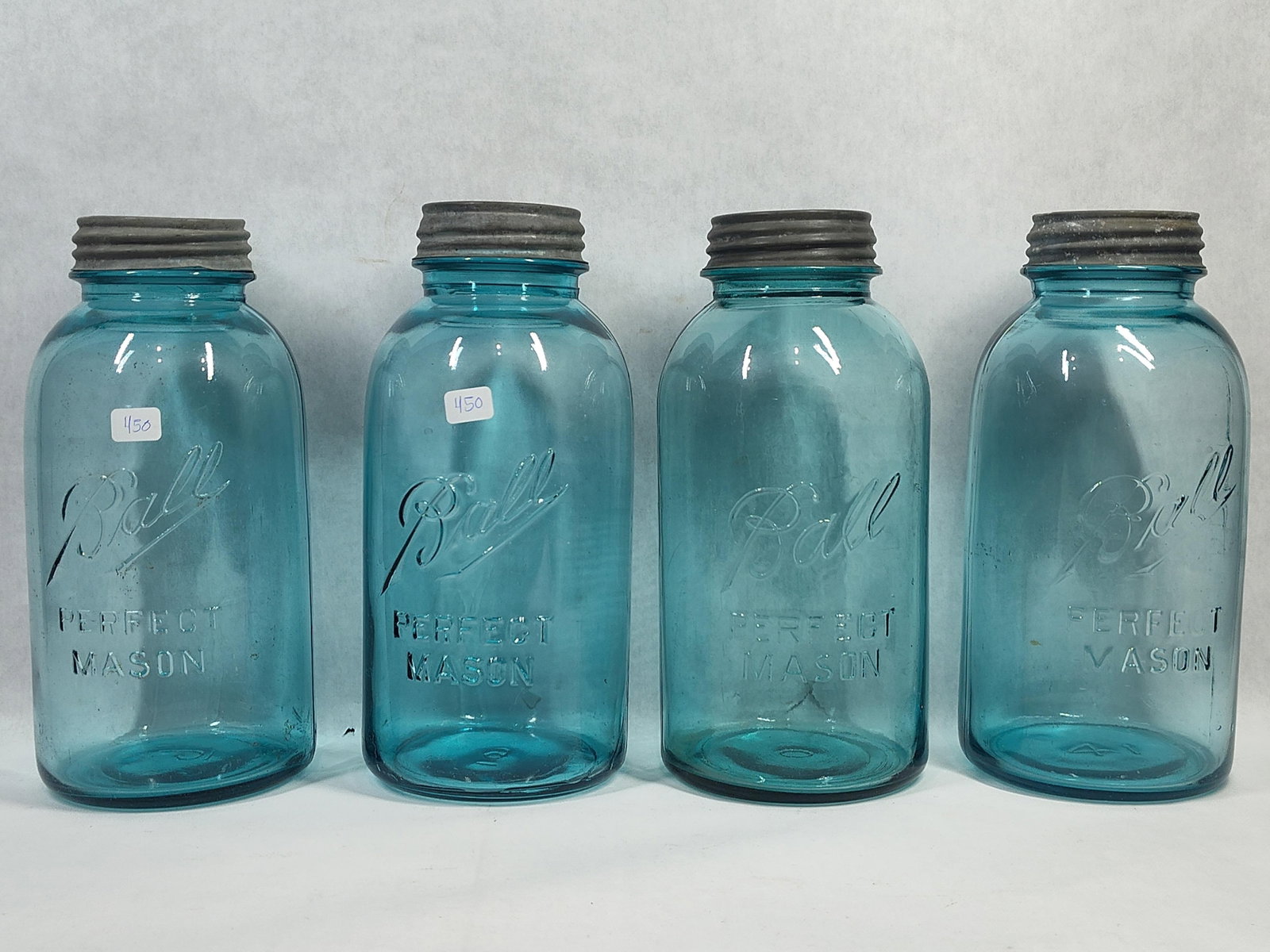 Ball Perfect Mason Aqua Glass Jars w/ Zinc Lids (1 of 4)