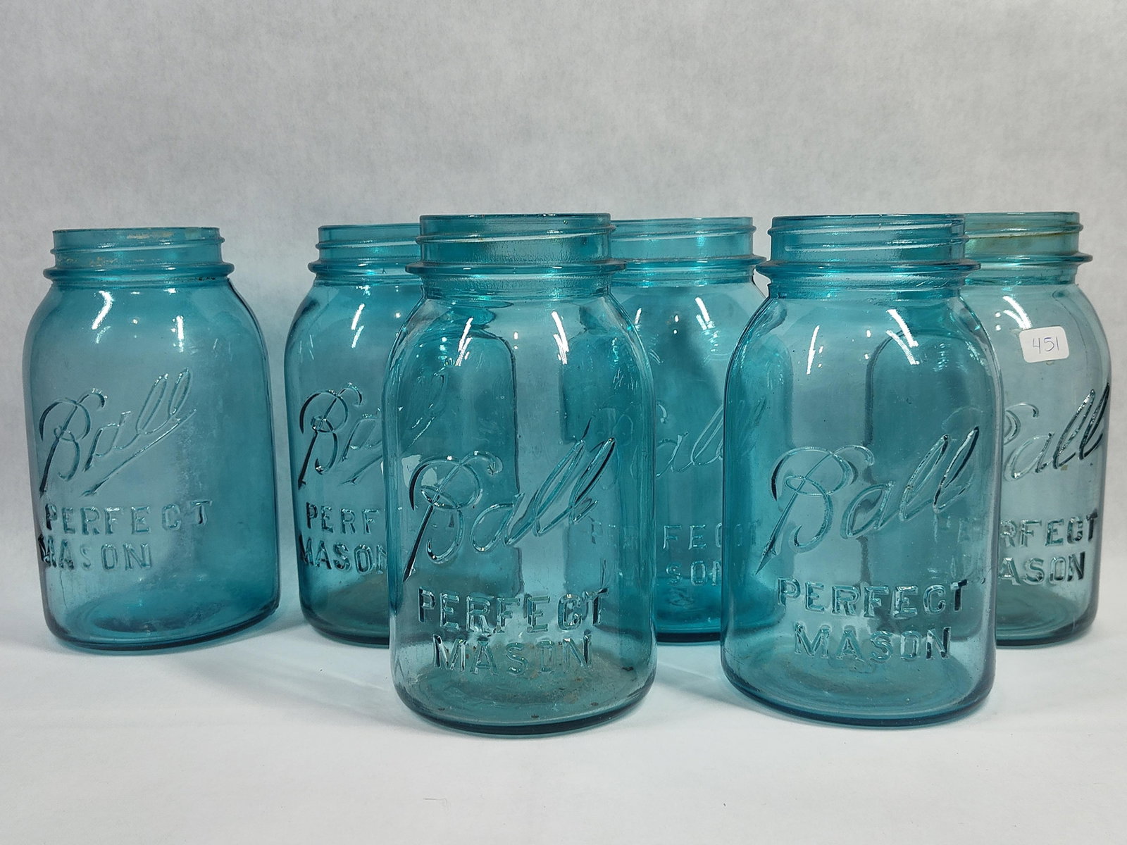 Set 6 Ball Perfect Mason Aqua Blue Glass Jars (1 of 5)