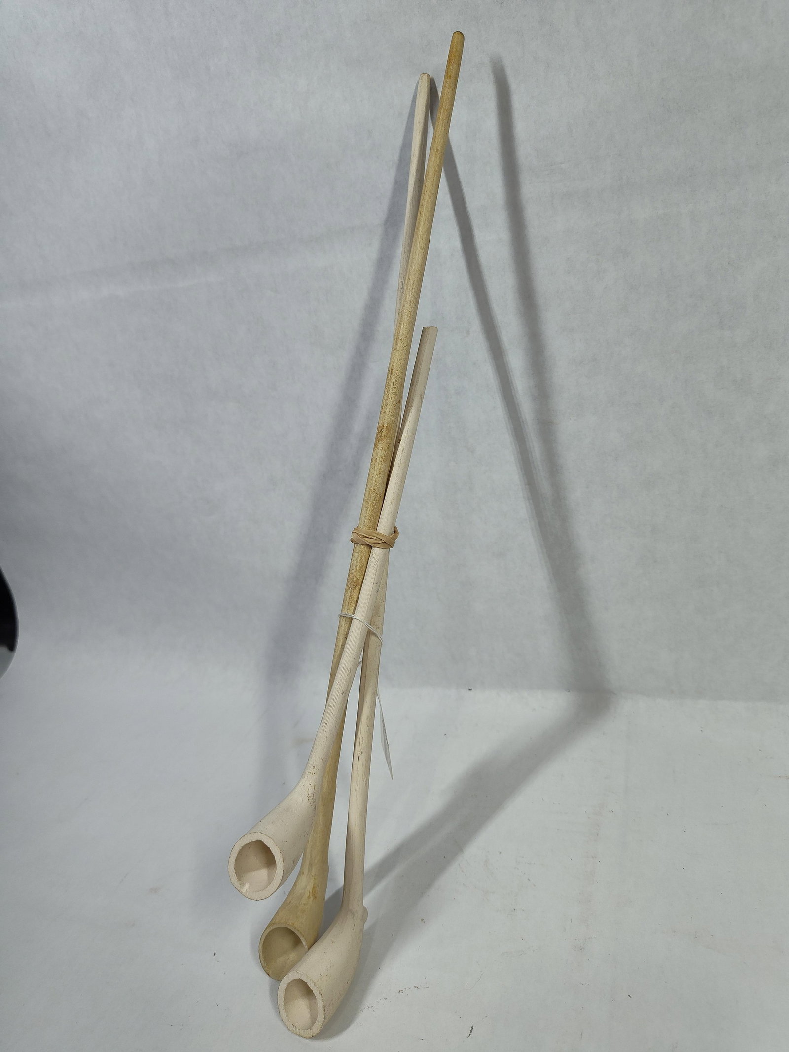 Trio of Long-Stemmed White Clay Tavern Pipes (1 of 3)