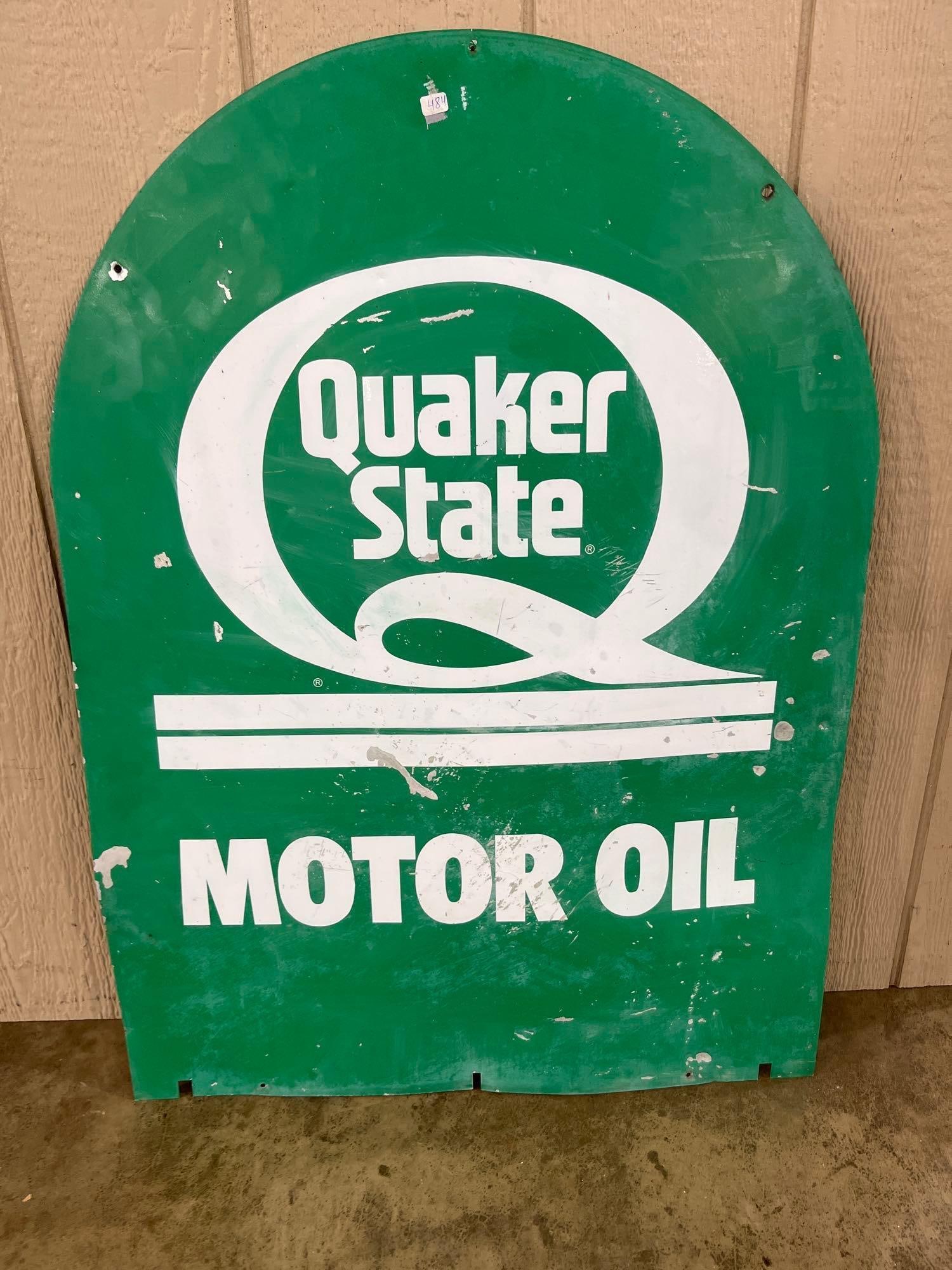 Vtg Quaker State Double Sided Motor Oil Sign (1 of 3)