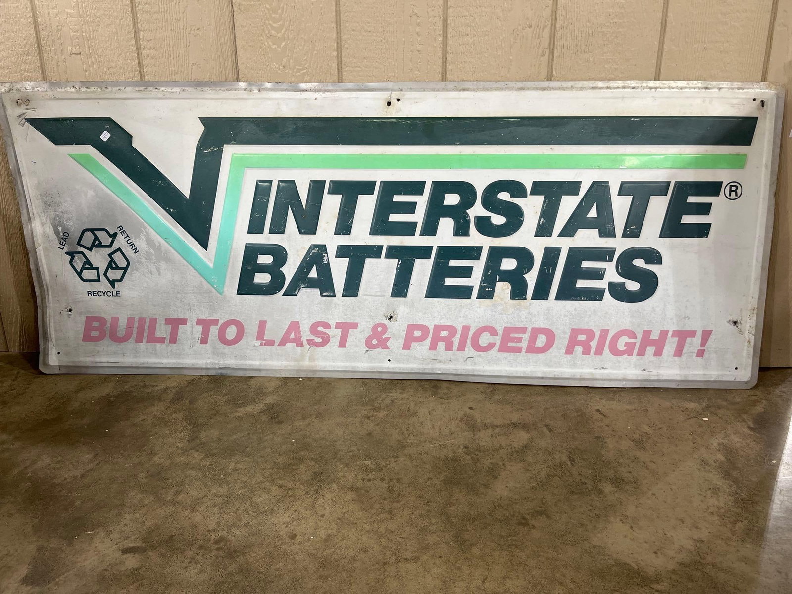 Vtg Interstate Batteries Embossed Metal Sign (1 of 5)