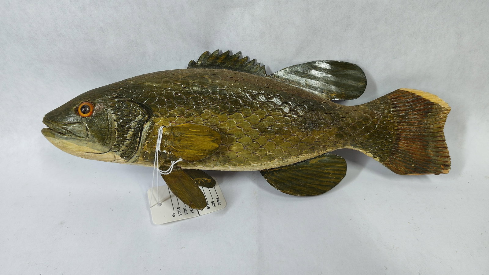 Folk Art Carved & Painted Wood Bass Sculpture (1 of 3)