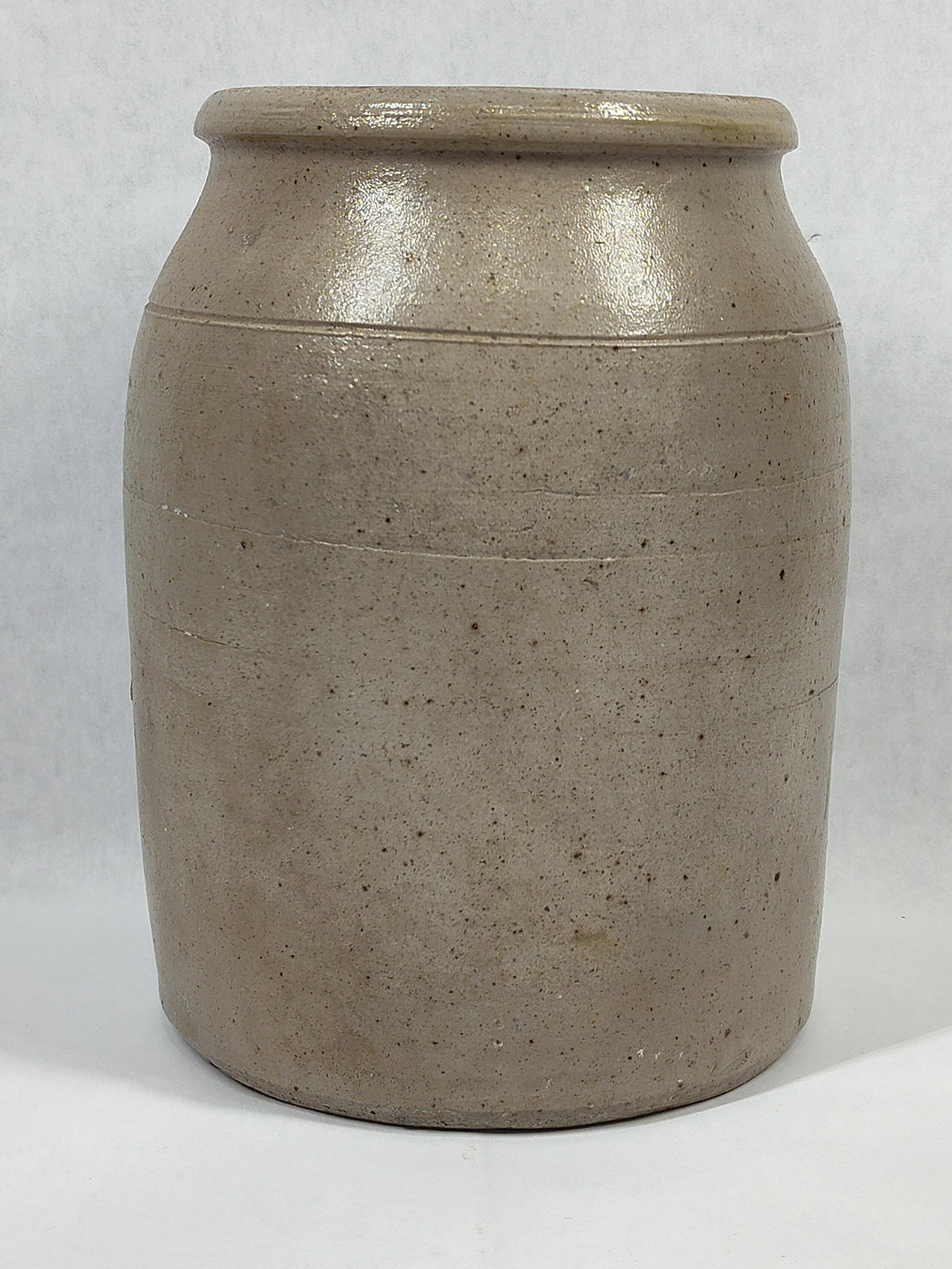 American Salt-Glazed Stoneware Incised Storage Jar (1 of 3)