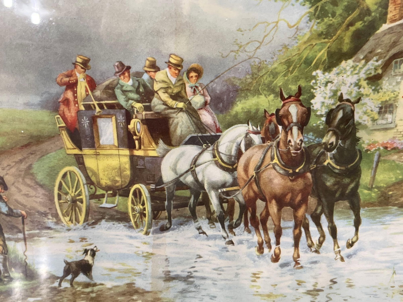 Pair Interior & Coaching Scenes Chromolithographs - 7