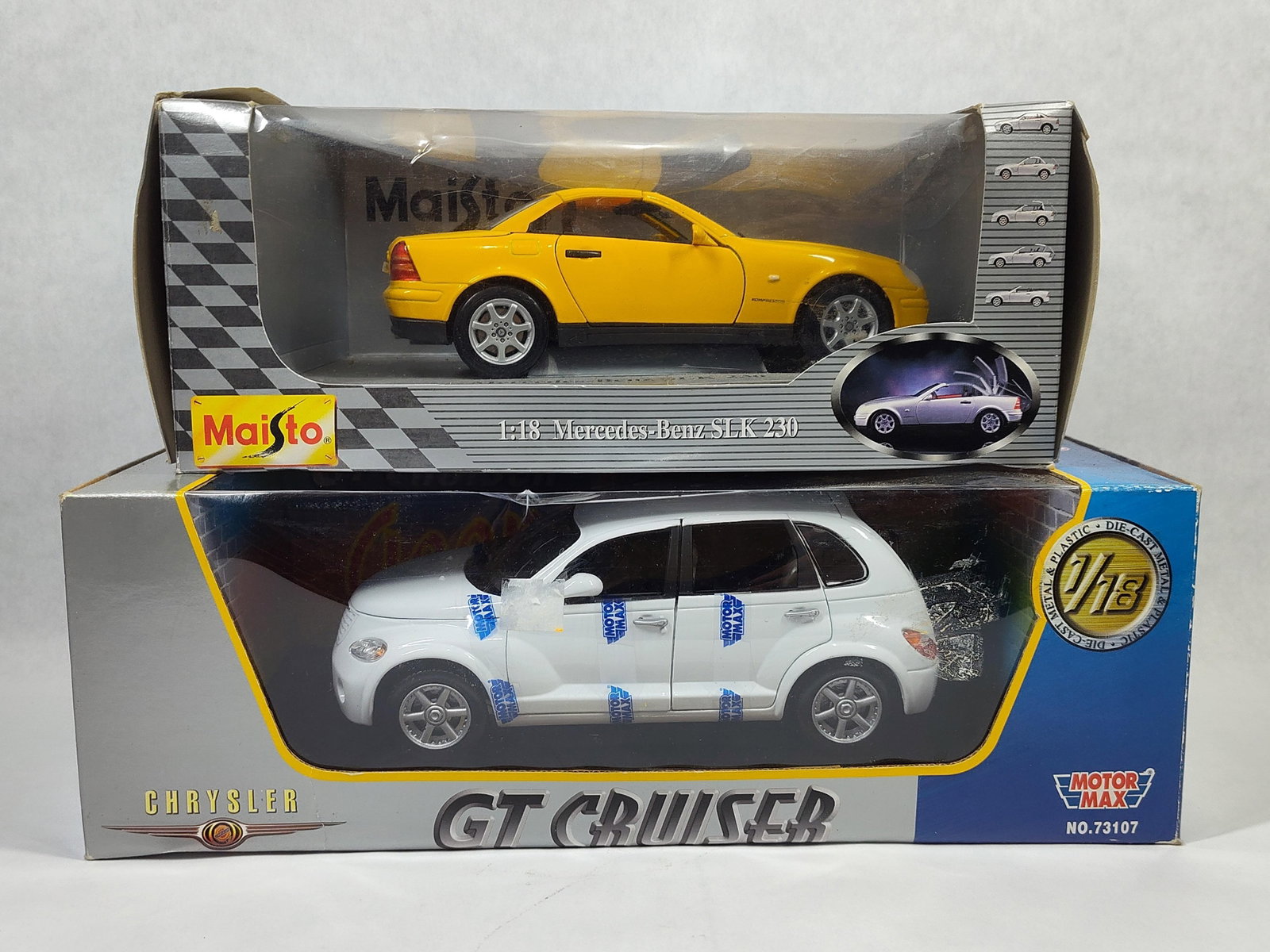 Pair 1:18 Maisto Mercedes SLK & Motor Max Chrysler (1 of 3)