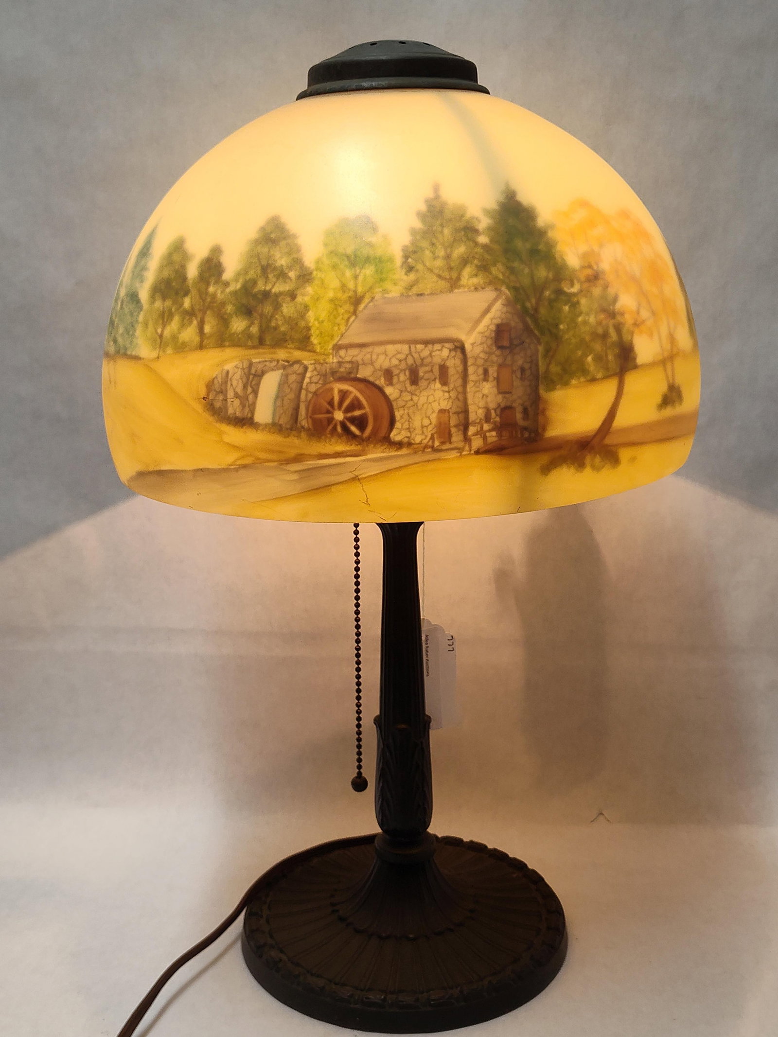 Arts & Crafts Reverse Painted Landscape Table Lamp (1 of 4)