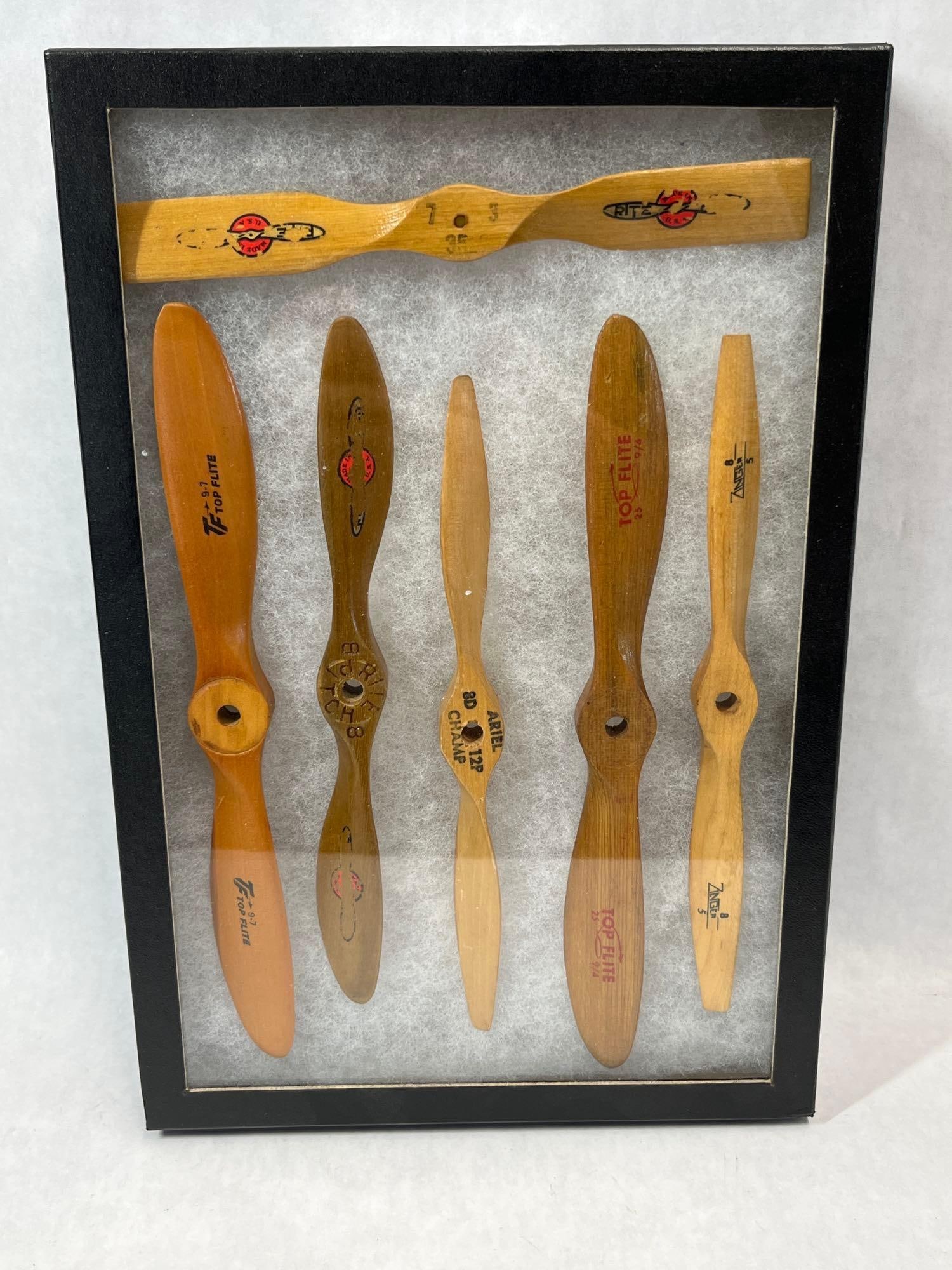 Top Flite, Rite-Pitch, Ariel & Zinger Propellers: This group consists of several wooden propellers from notable manufacturers in the model aviation field, including Top Flite, Rite-Pitch, Ariel, and Zinger. The propellers are constructed from various