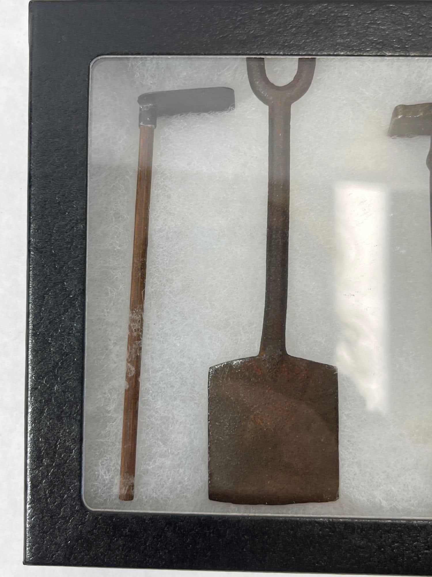 Set 4 Miniature Garden Tools in Shadow Box - 2