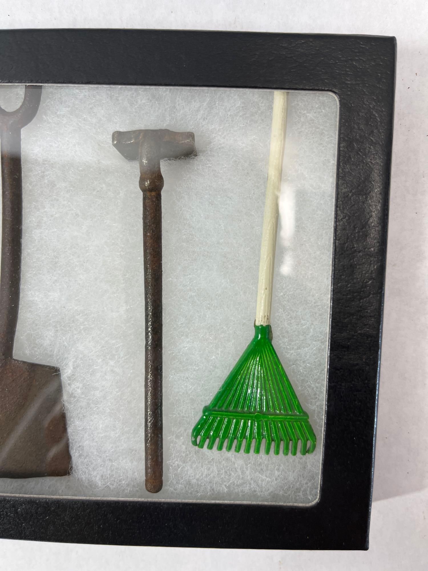 Set 4 Miniature Garden Tools in Shadow Box - 3