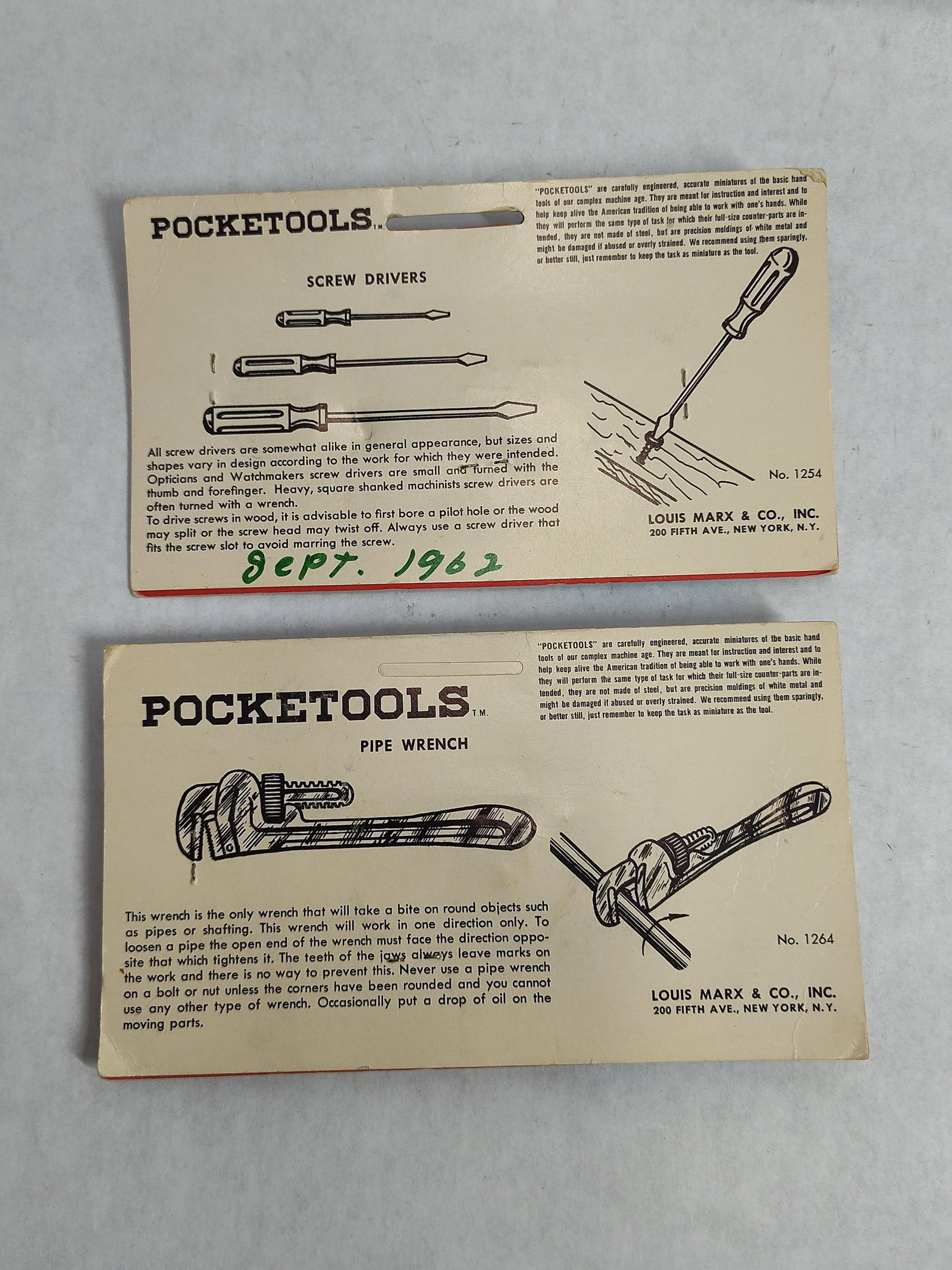 Pair Marx Toys Pocketools Tool Sets - 2