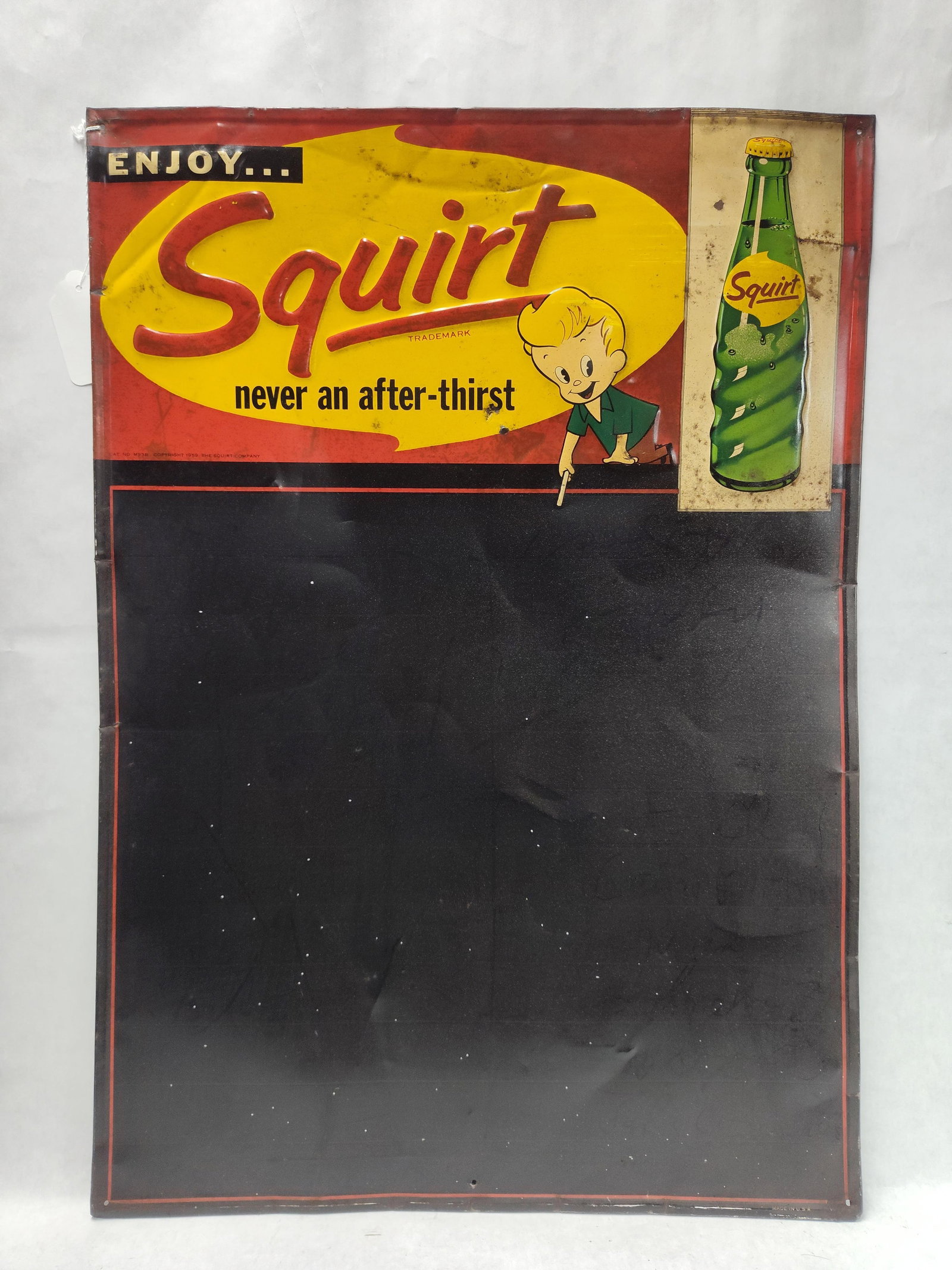 1959 Squirt Soda Embossed Tin Menu Board Sign (1 of 5)