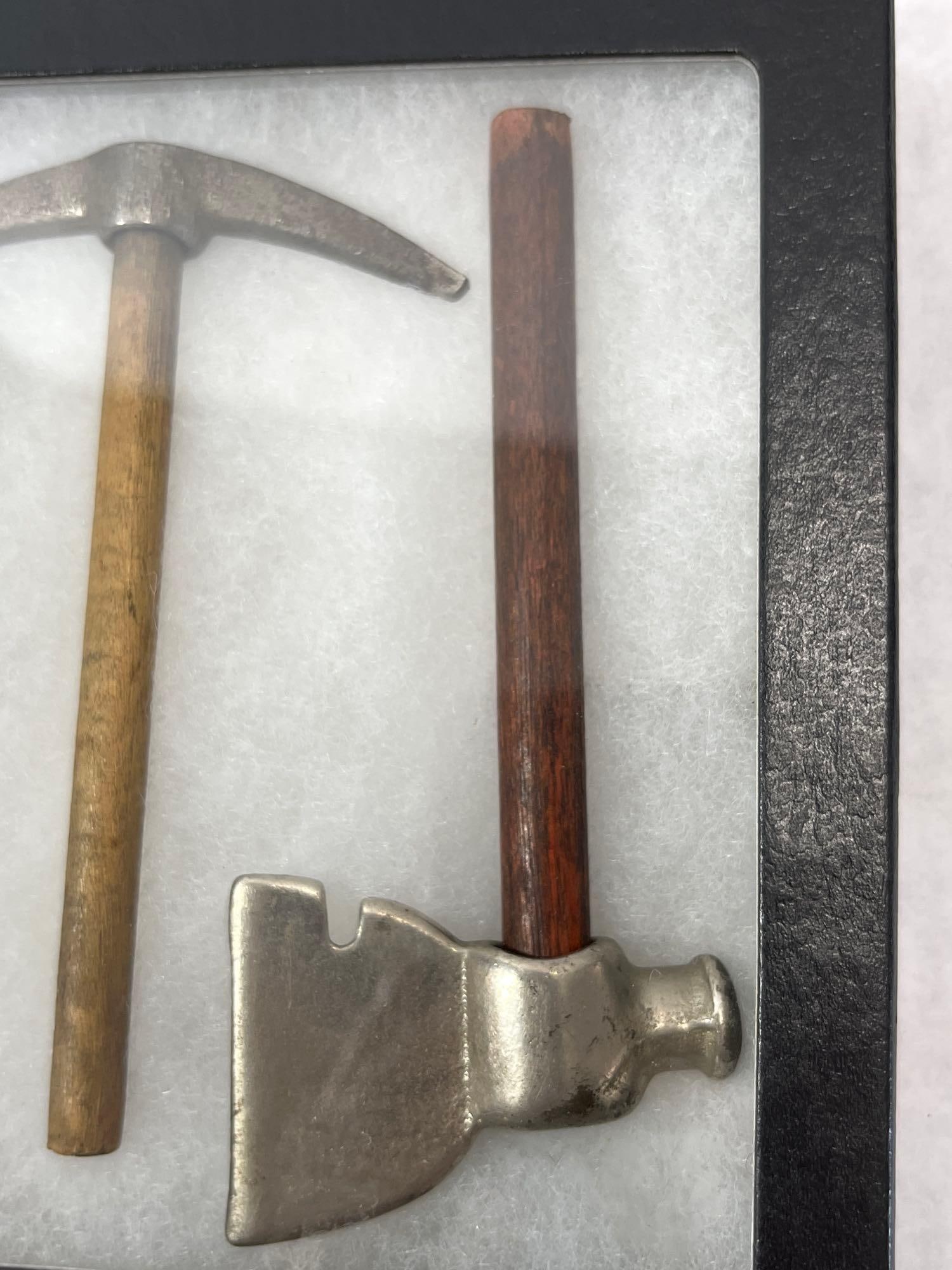 Pair Miniature Tools in Display Case - 3