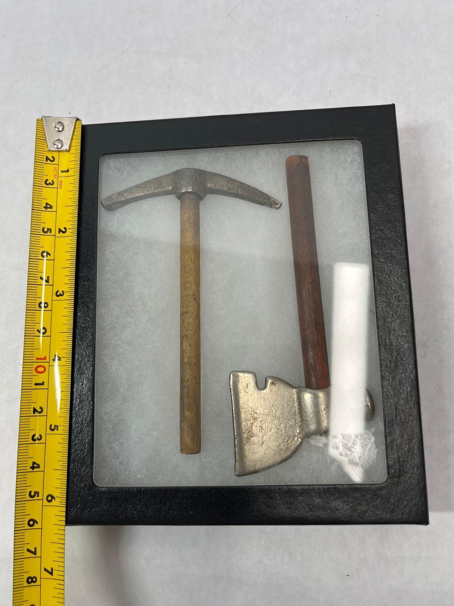 Pair Miniature Tools in Display Case - 4