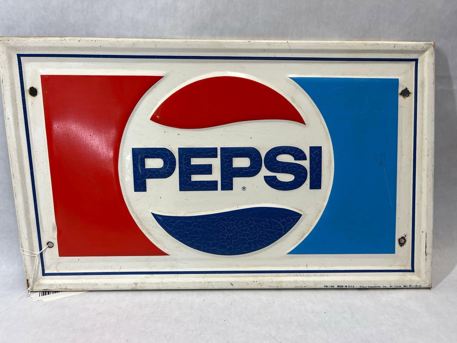 Stout Industries Pepsi 1980 Embossed Metal Sign (1 of 3)