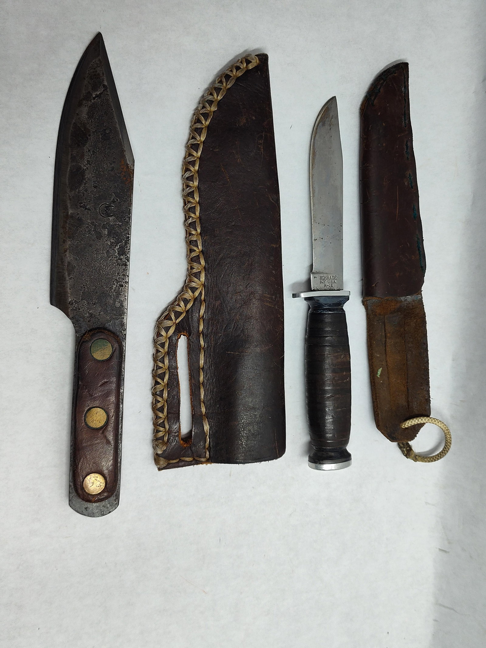 Pair American Utility Knives & Leather Sheaths (1 of 4)