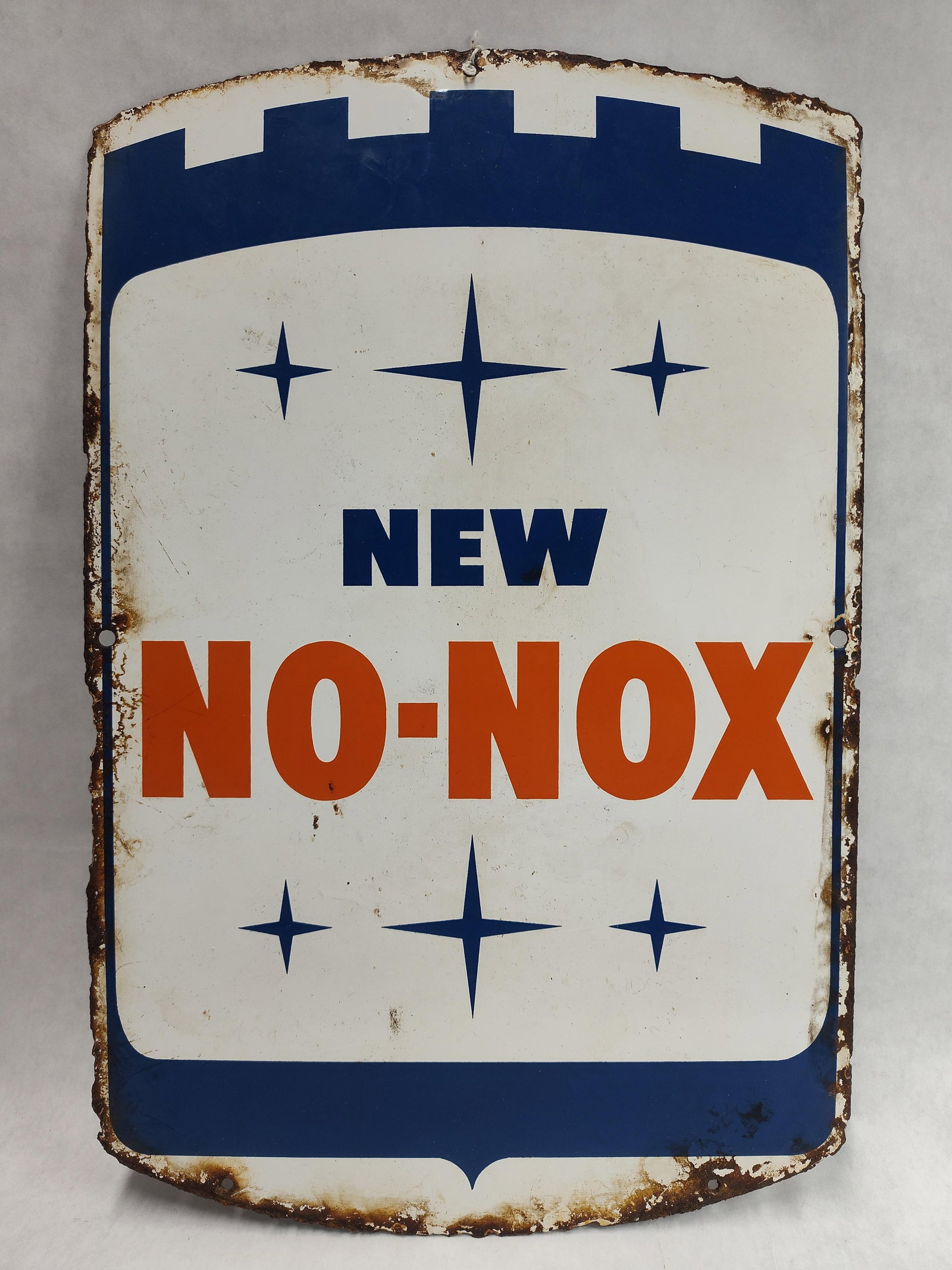 Gulf Oil No-Nox Porc. Enamel Gas Pump Plate Sign (1 of 2)