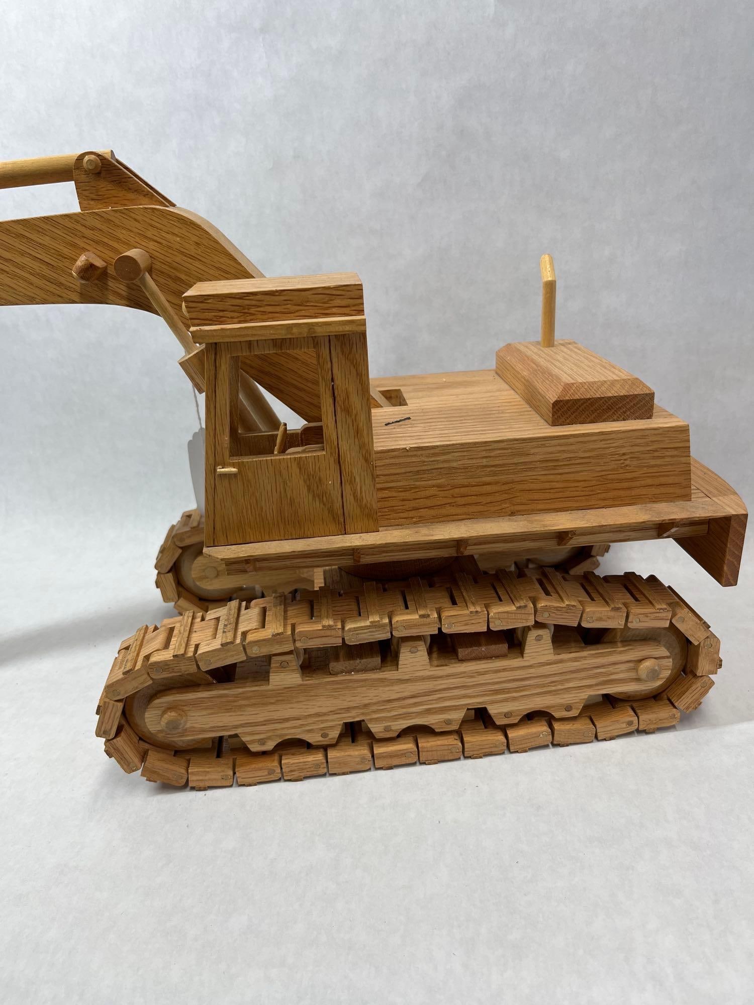 Handcrafted Wood Crawler Excavator Model - 2