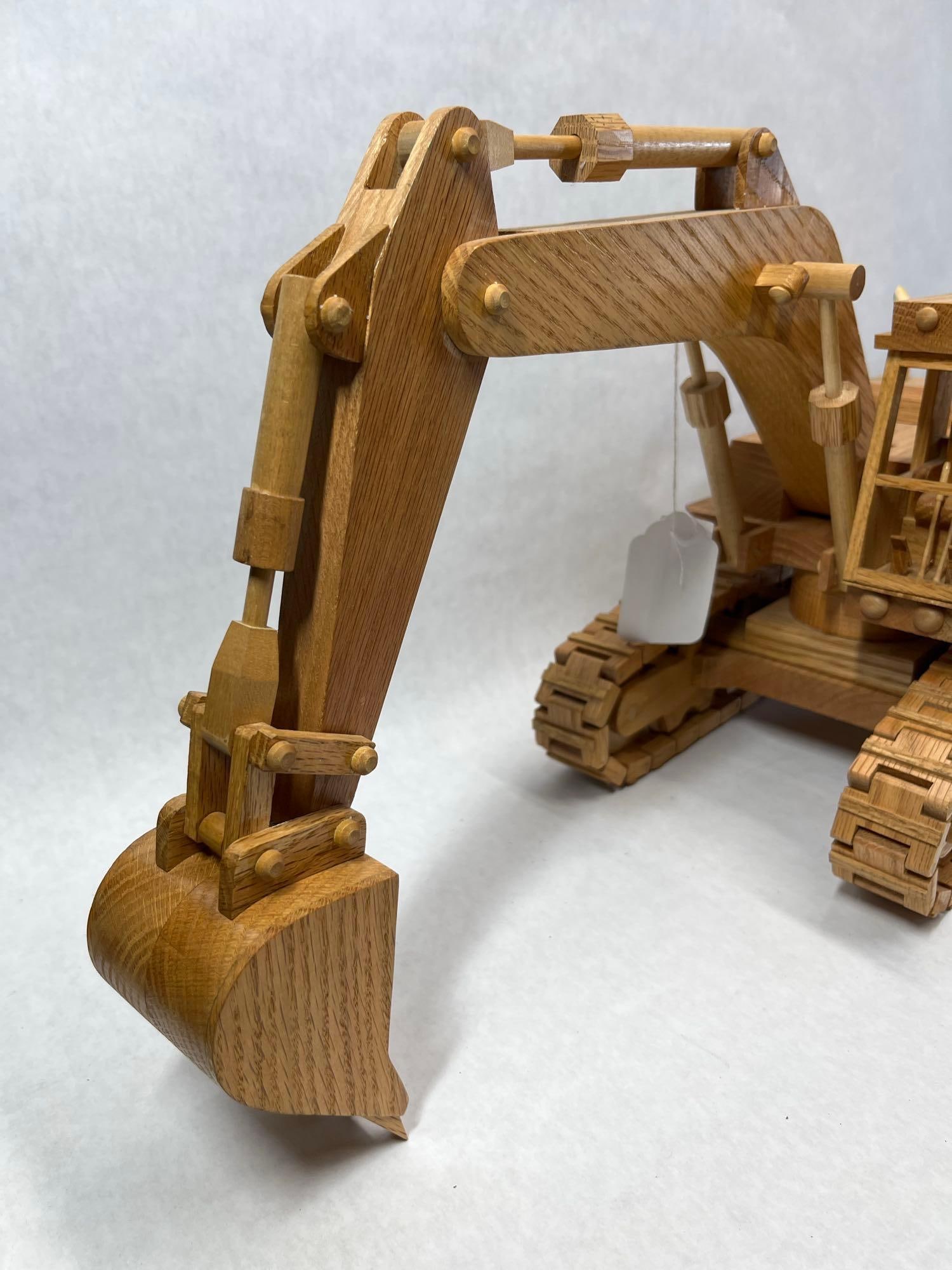 Handcrafted Wood Crawler Excavator Model - 3